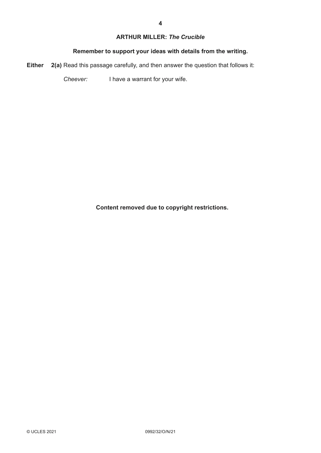 Cambridge IGCSE English - Literature in English (9-1) 0992 2021 Oct/Nov Paper 3 · Variant 2 question paper, page 4 of 12