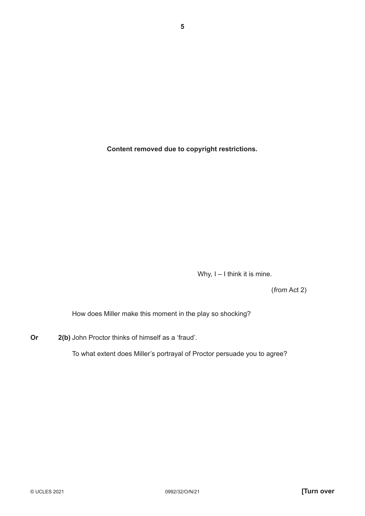 Cambridge IGCSE English - Literature in English (9-1) 0992 2021 Oct/Nov Paper 3 · Variant 2 question paper, page 5 of 12