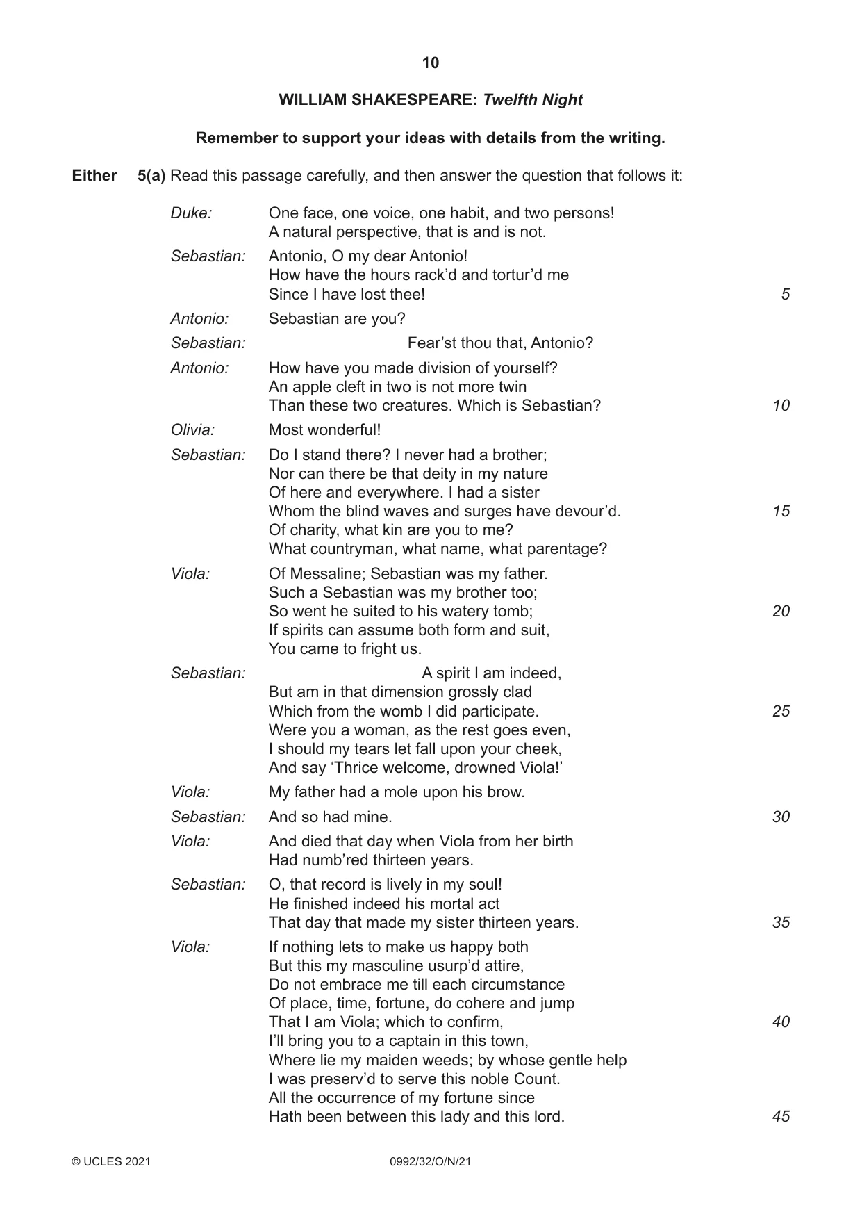 Cambridge IGCSE English - Literature in English (9-1) 0992 2021 Oct/Nov Paper 3 · Variant 2 question paper, page 10 of 12