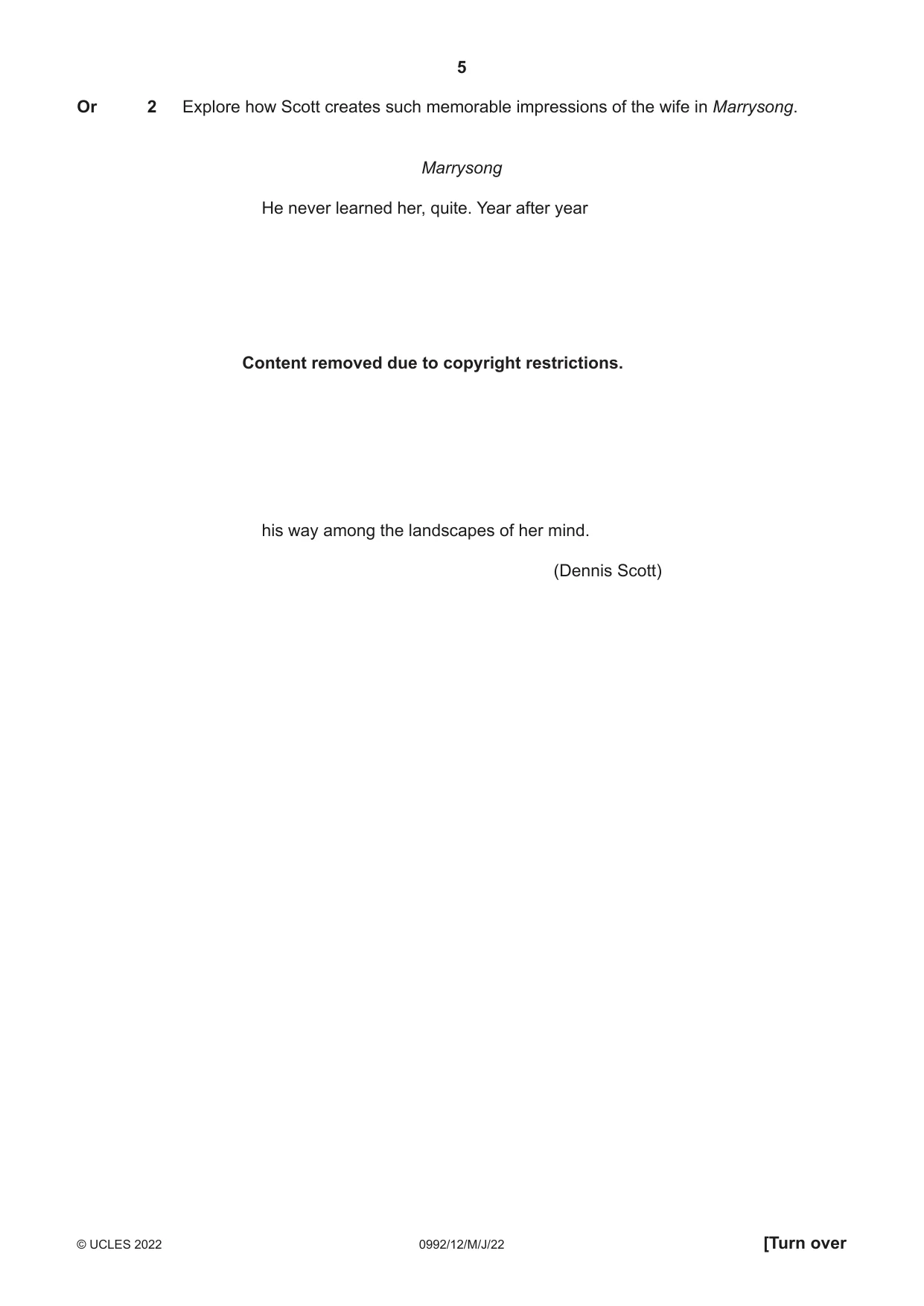 Cambridge IGCSE English - Literature in English (9-1) 0992 2022 May/June Paper 1 · Variant 2 question paper, page 5 of 28