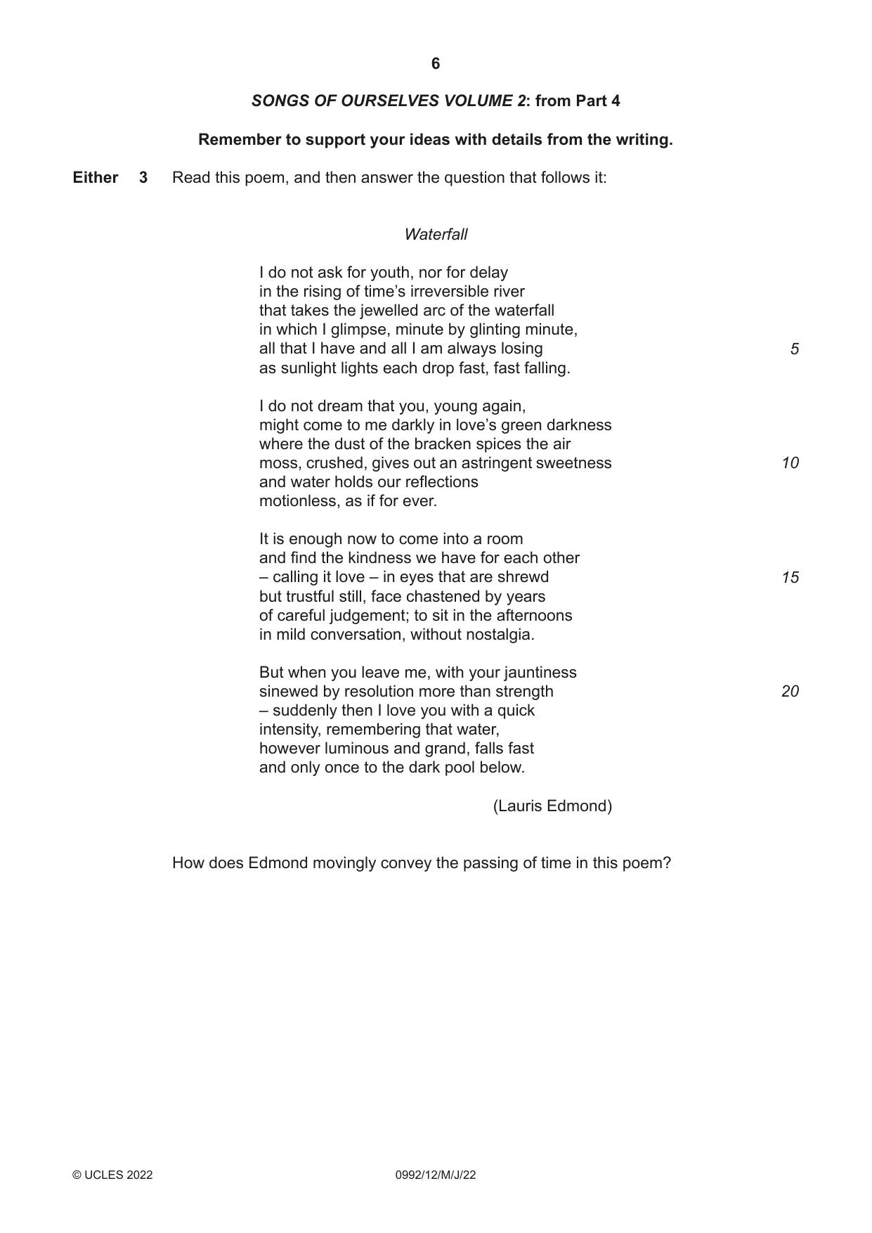 Cambridge IGCSE English - Literature in English (9-1) 0992 2022 May/June Paper 1 · Variant 2 question paper, page 6 of 28