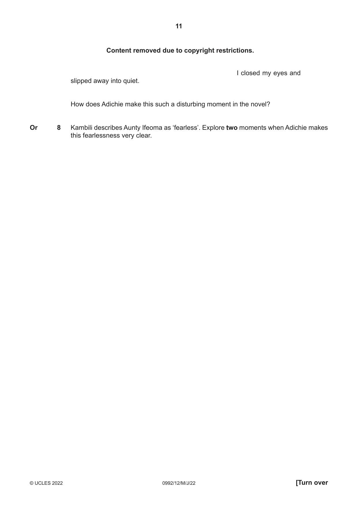 Cambridge IGCSE English - Literature in English (9-1) 0992 2022 May/June Paper 1 · Variant 2 question paper, page 11 of 28