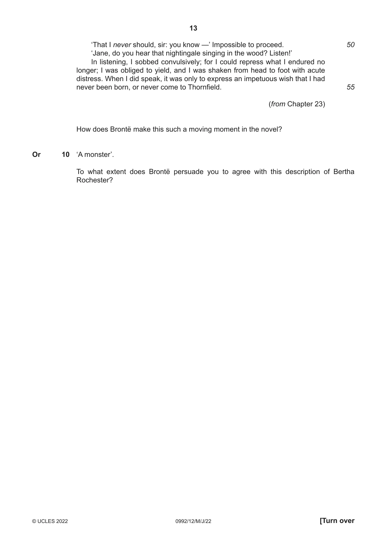 Cambridge IGCSE English - Literature in English (9-1) 0992 2022 May/June Paper 1 · Variant 2 question paper, page 13 of 28