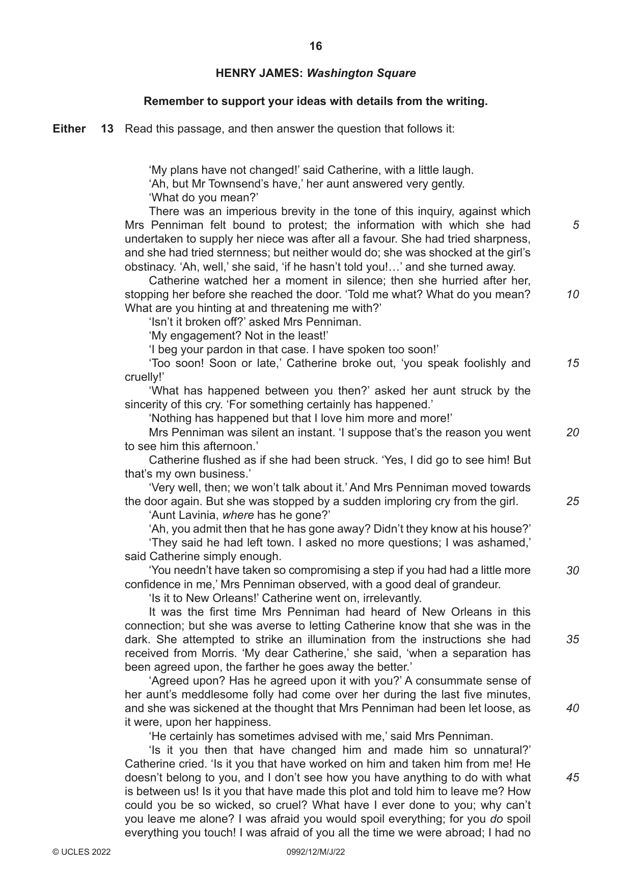 Cambridge IGCSE English - Literature in English (9-1) 0992 2022 May/June Paper 1 · Variant 2 question paper, page 16 of 28