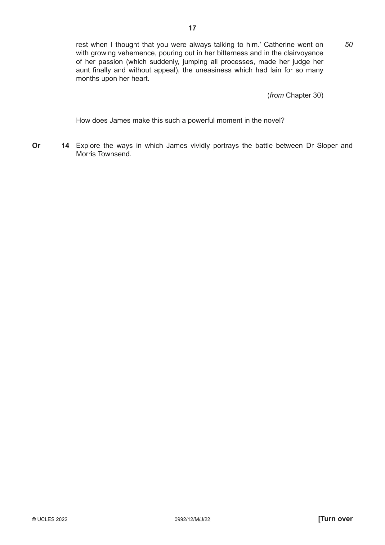 Cambridge IGCSE English - Literature in English (9-1) 0992 2022 May/June Paper 1 · Variant 2 question paper, page 17 of 28