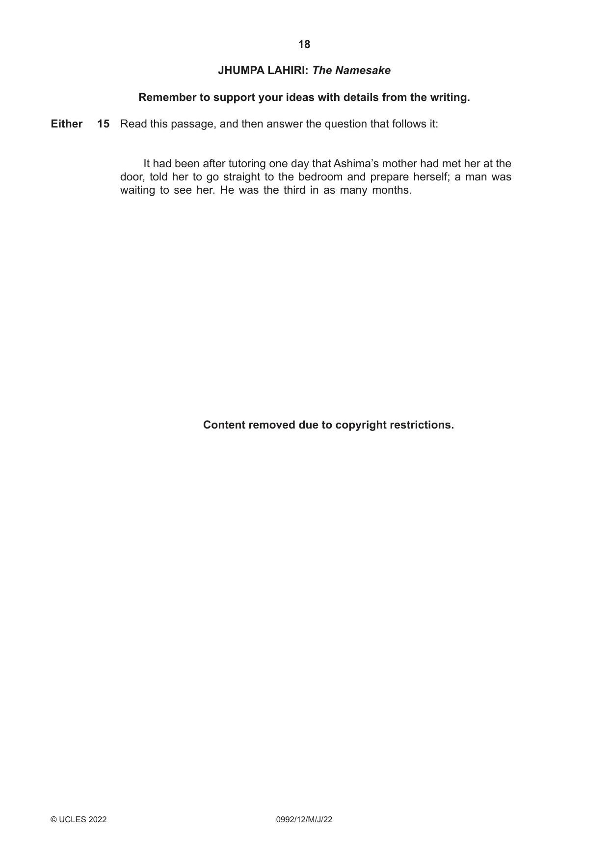 Cambridge IGCSE English - Literature in English (9-1) 0992 2022 May/June Paper 1 · Variant 2 question paper, page 18 of 28