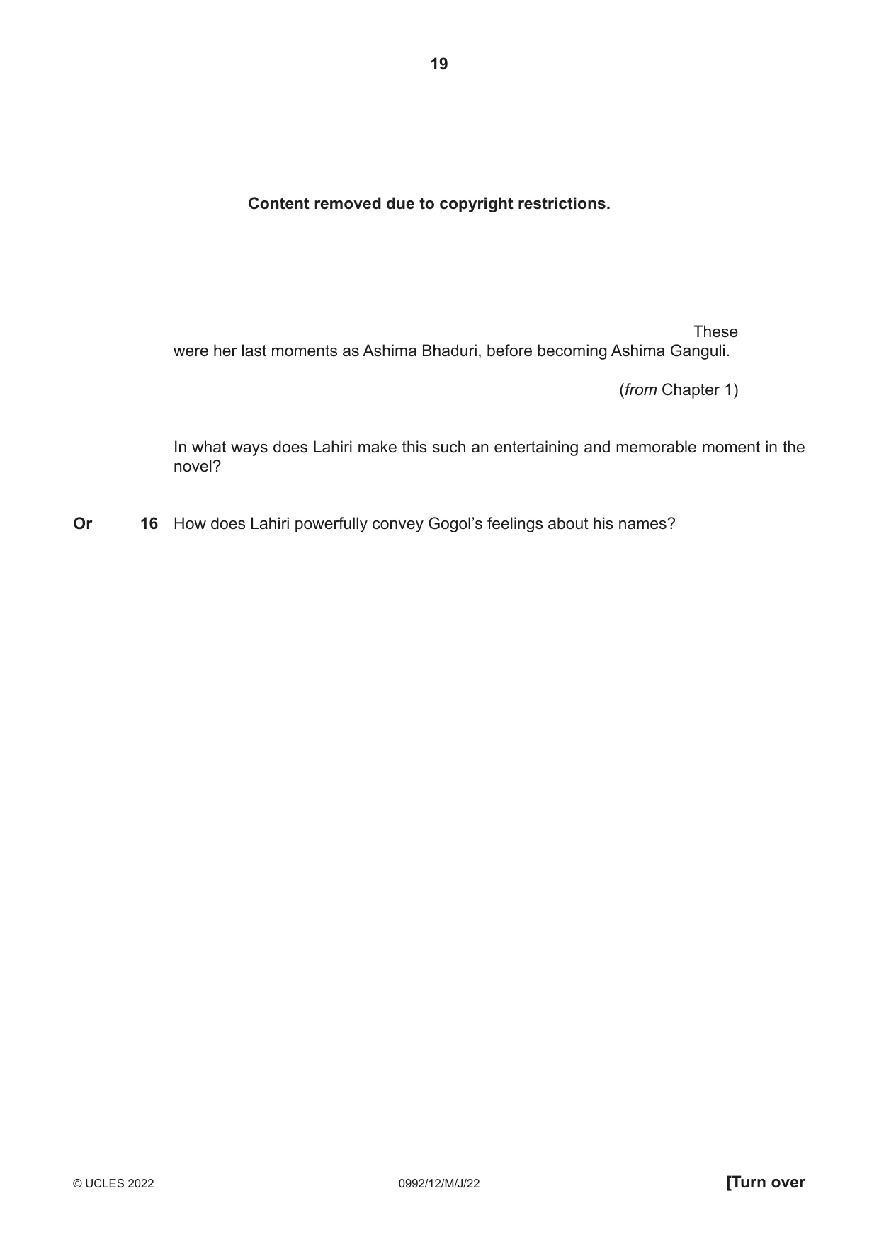 Cambridge IGCSE English - Literature in English (9-1) 0992 2022 May/June Paper 1 · Variant 2 question paper, page 19 of 28