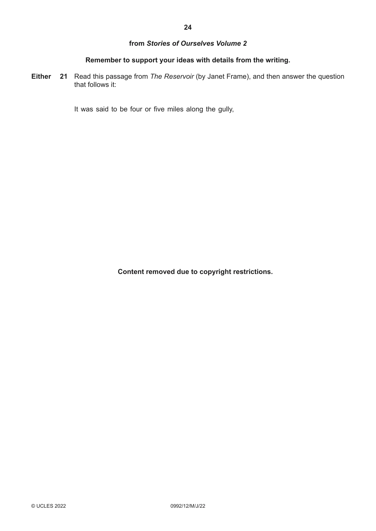 Cambridge IGCSE English - Literature in English (9-1) 0992 2022 May/June Paper 1 · Variant 2 question paper, page 24 of 28