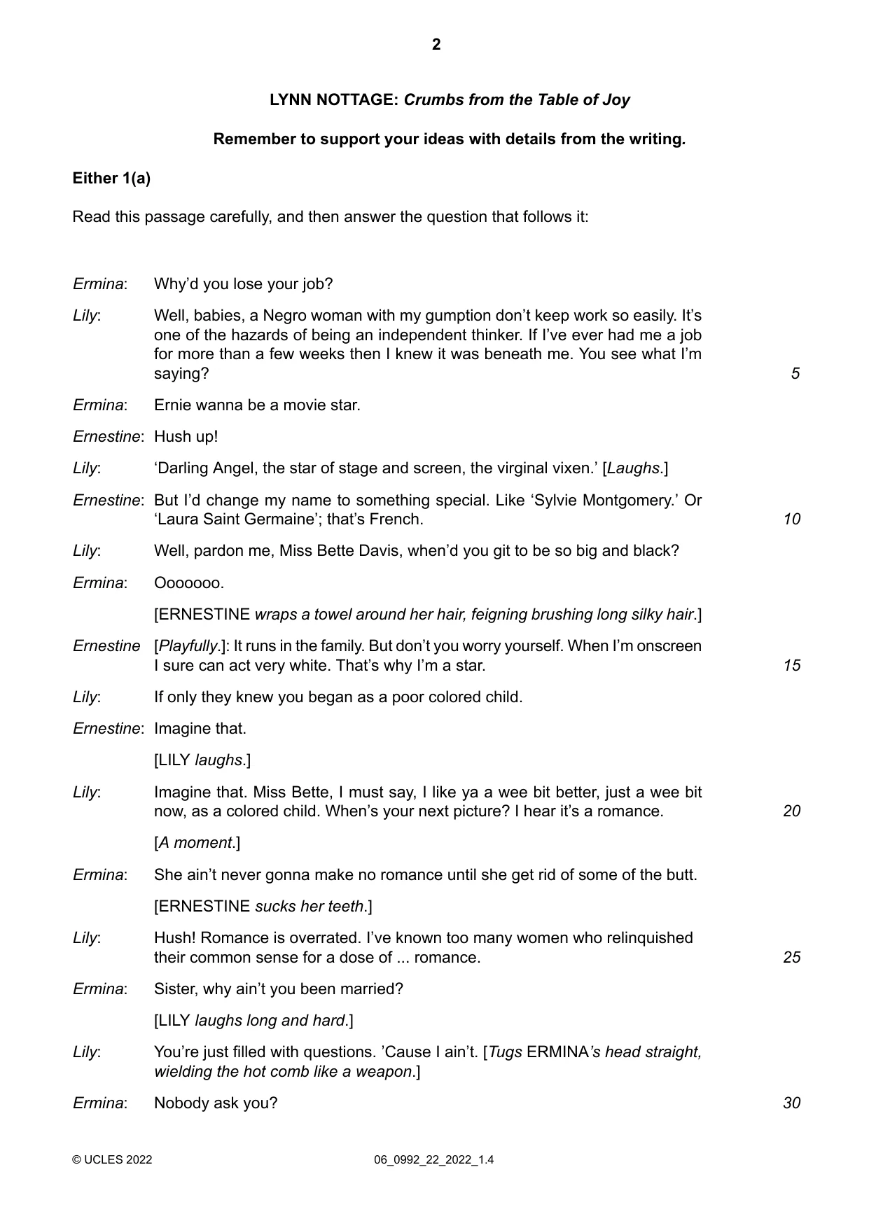 Cambridge IGCSE English - Literature in English (9-1) 0992 2022 May/June Paper 2 · Variant 2 question paper, page 2 of 12