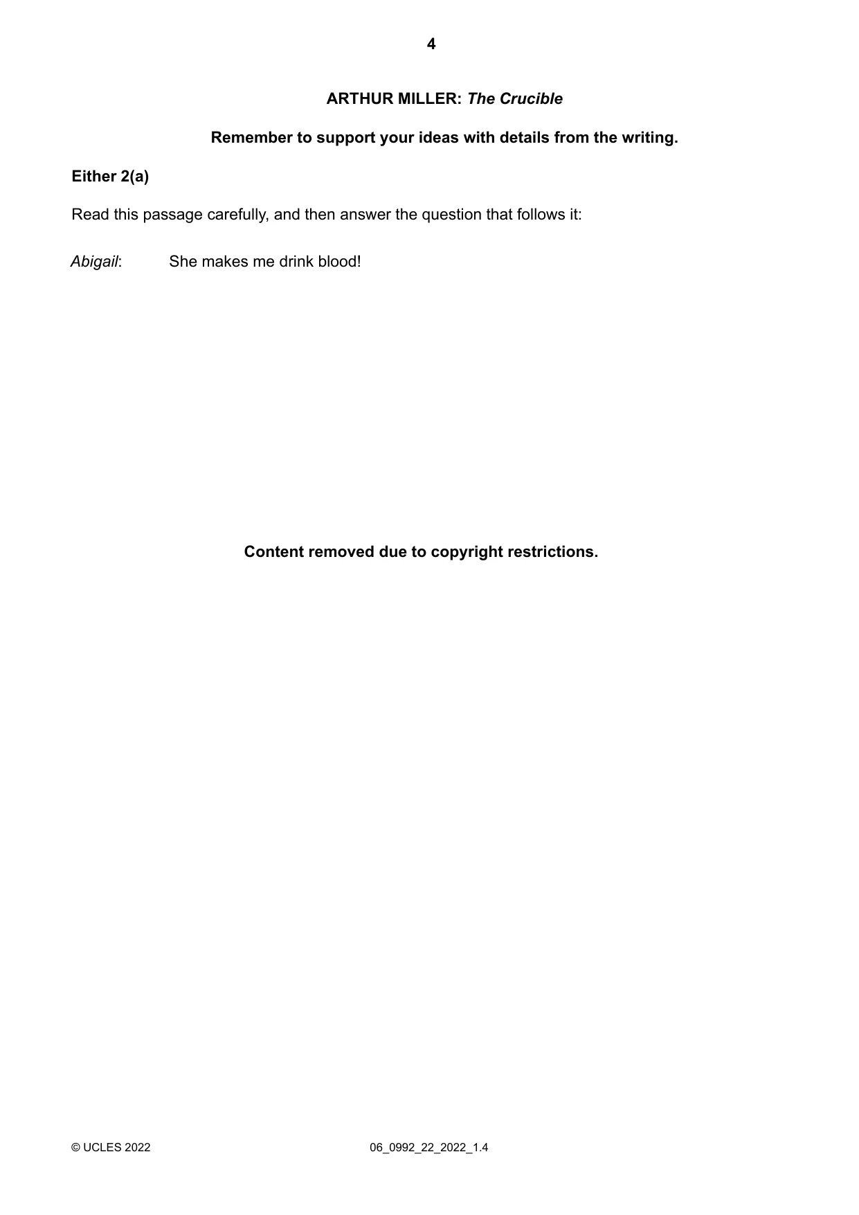 Cambridge IGCSE English - Literature in English (9-1) 0992 2022 May/June Paper 2 · Variant 2 question paper, page 4 of 12