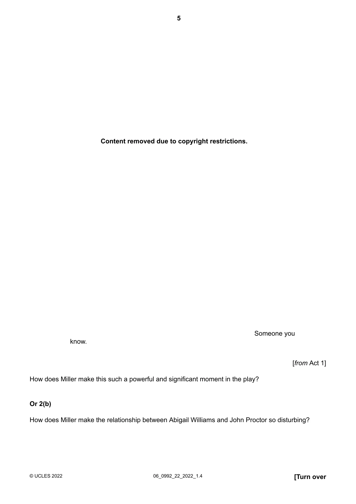 Cambridge IGCSE English - Literature in English (9-1) 0992 2022 May/June Paper 2 · Variant 2 question paper, page 5 of 12