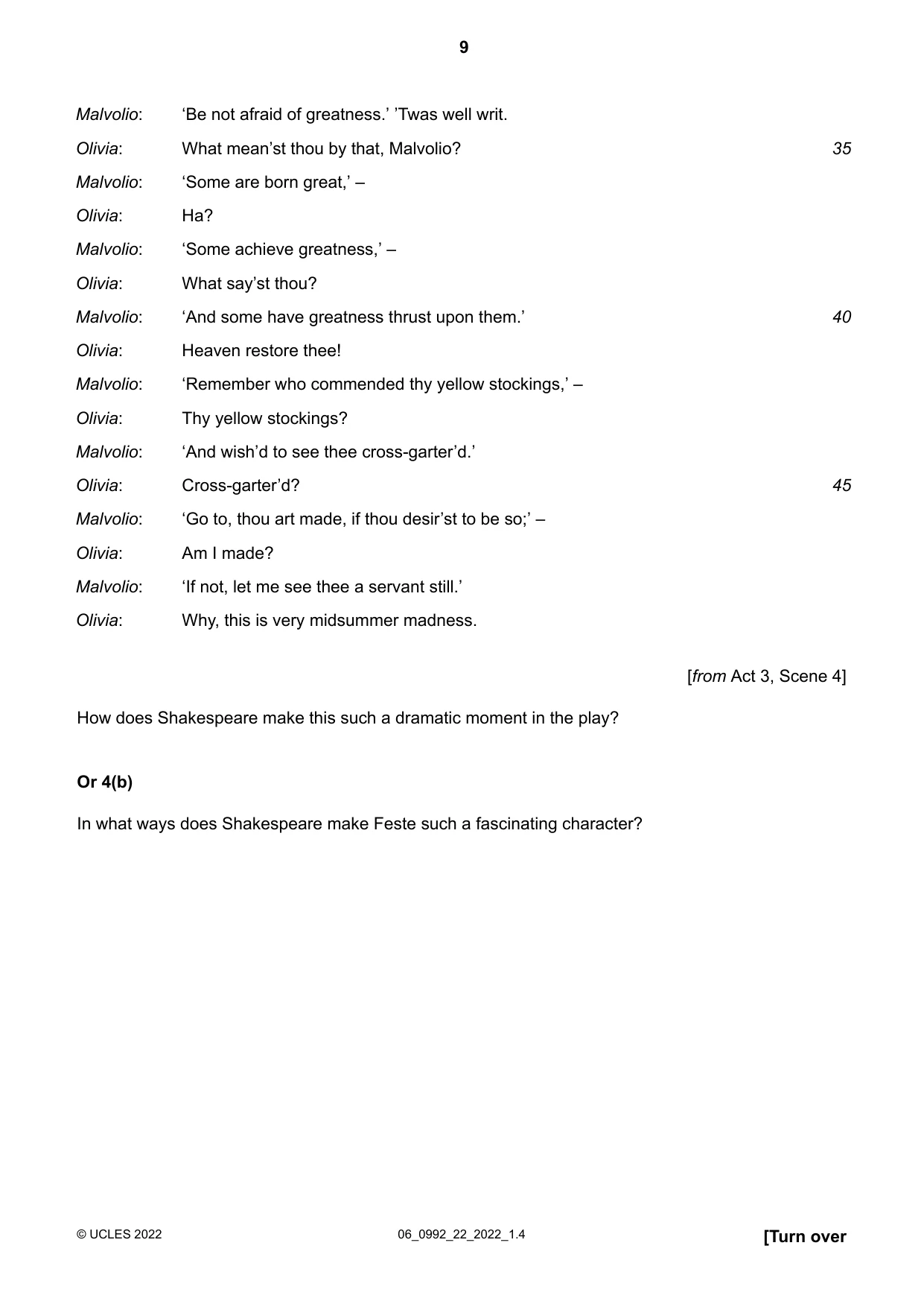 Cambridge IGCSE English - Literature in English (9-1) 0992 2022 May/June Paper 2 · Variant 2 question paper, page 9 of 12