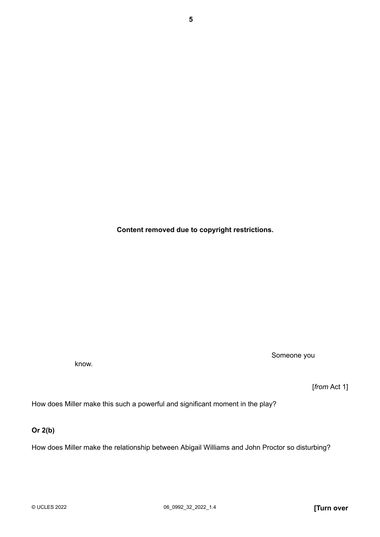 Cambridge IGCSE English - Literature in English (9-1) 0992 2022 May/June Paper 3 · Variant 2 question paper, page 5 of 12
