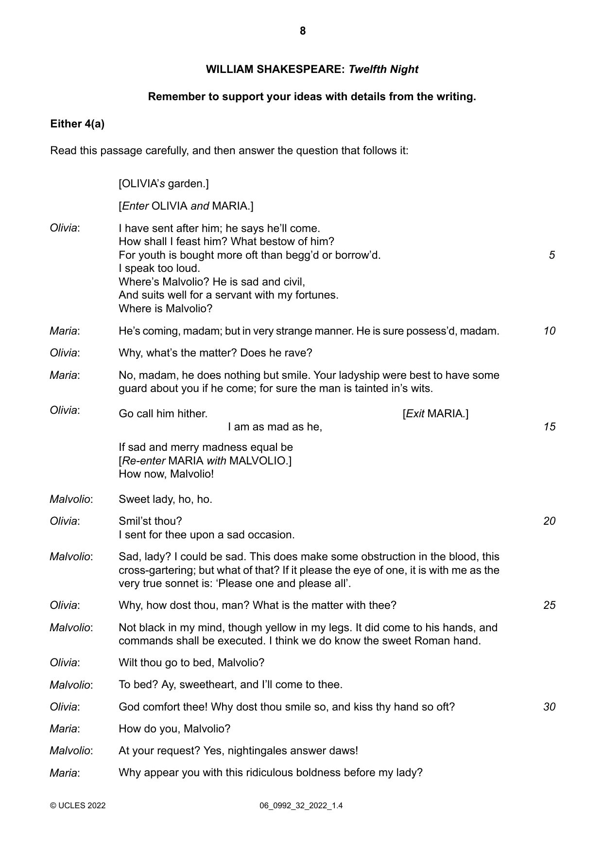 Cambridge IGCSE English - Literature in English (9-1) 0992 2022 May/June Paper 3 · Variant 2 question paper, page 8 of 12