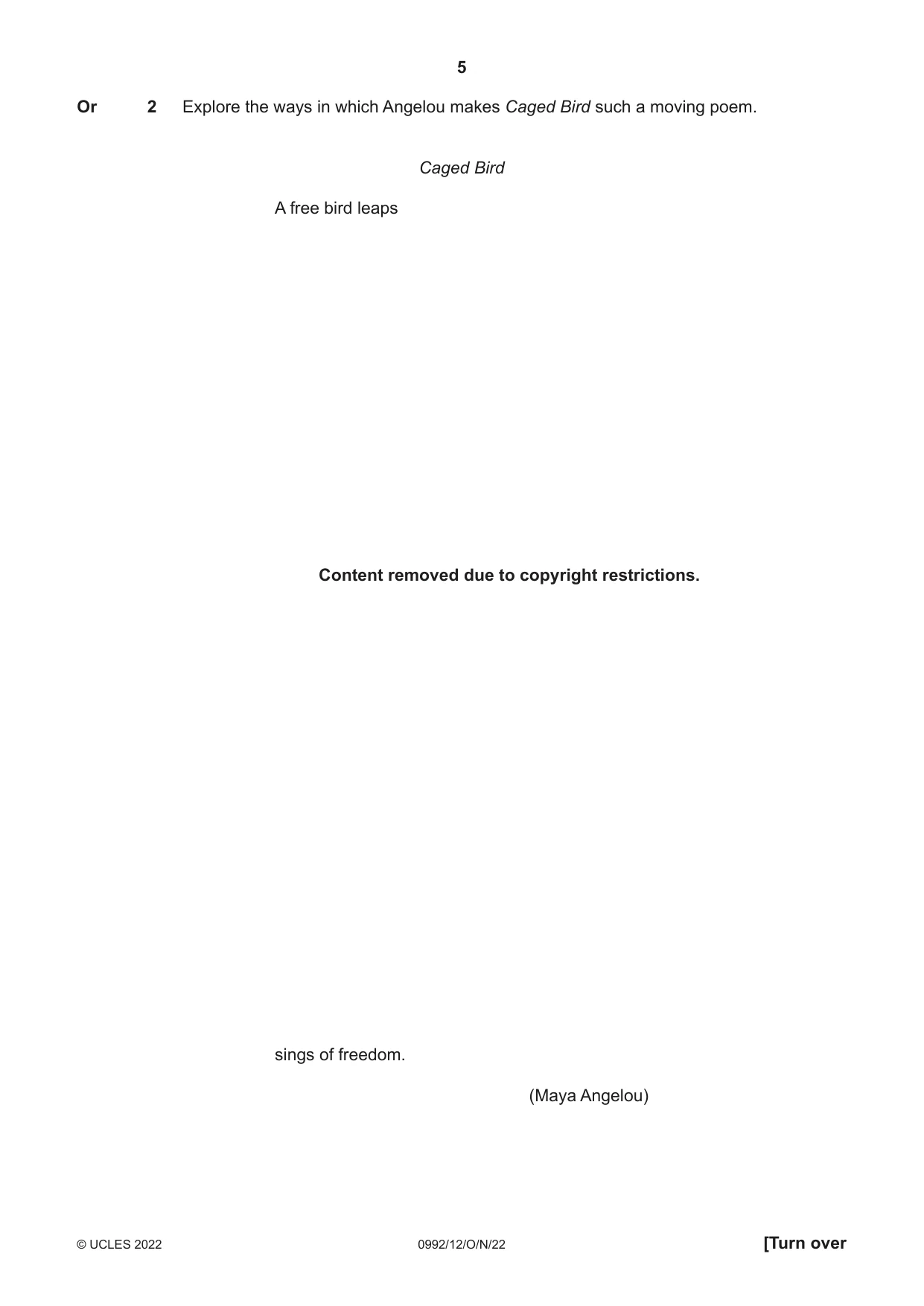 Cambridge IGCSE English - Literature in English (9-1) 0992 2022 Oct/Nov Paper 1 · Variant 2 question paper, page 5 of 28