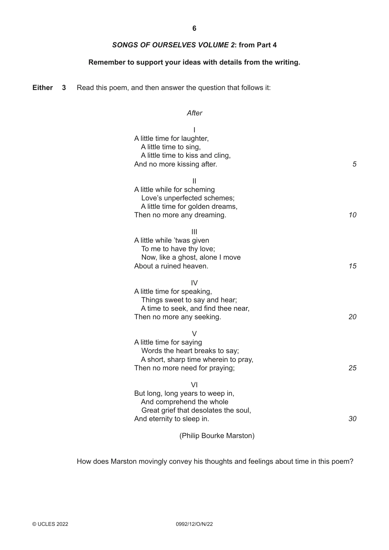 Cambridge IGCSE English - Literature in English (9-1) 0992 2022 Oct/Nov Paper 1 · Variant 2 question paper, page 6 of 28