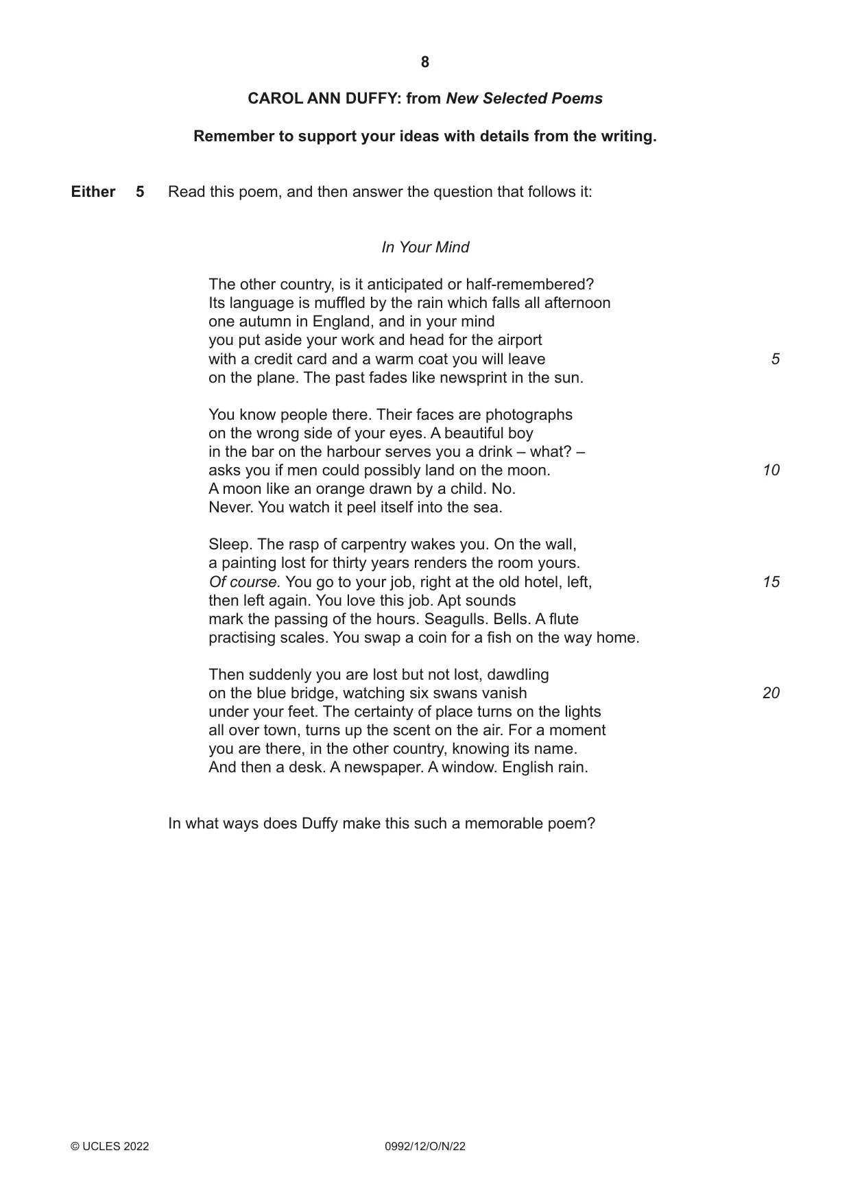 Cambridge IGCSE English - Literature in English (9-1) 0992 2022 Oct/Nov Paper 1 · Variant 2 question paper, page 8 of 28