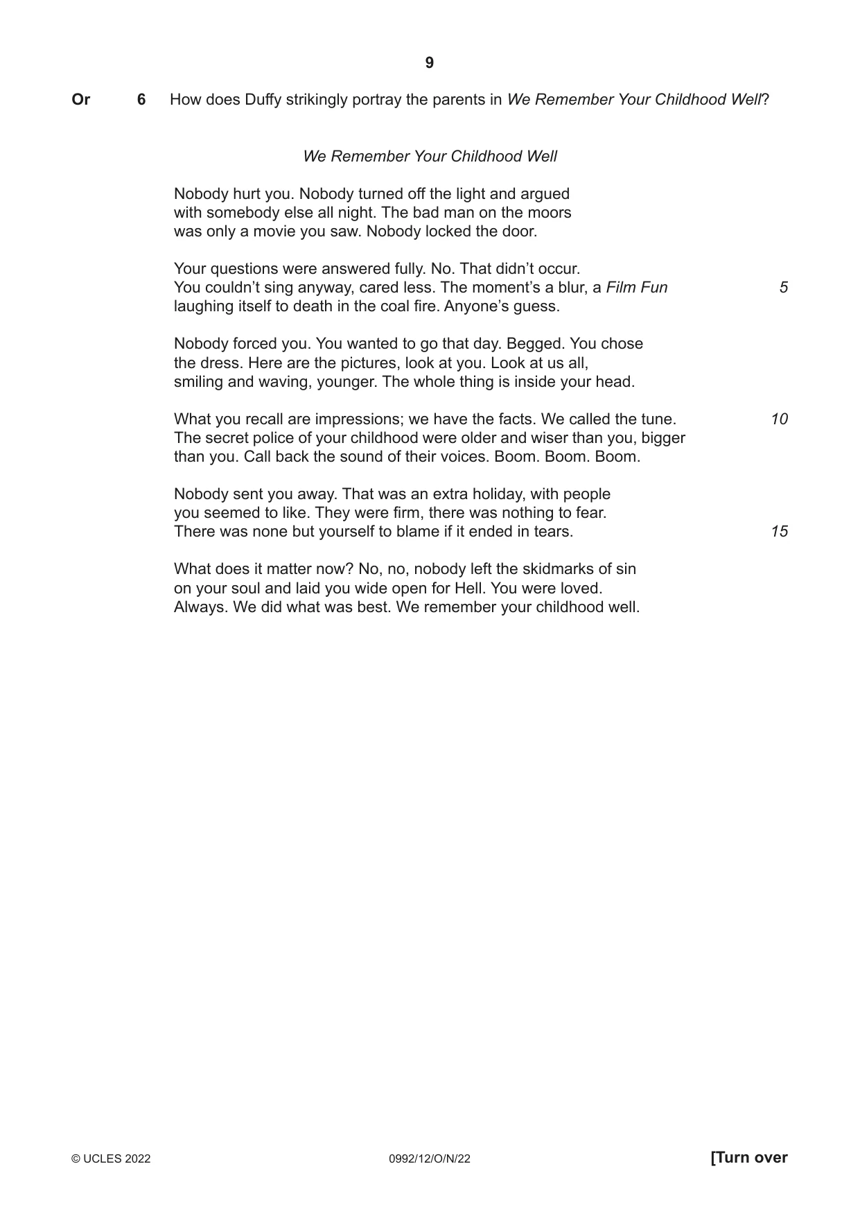 Cambridge IGCSE English - Literature in English (9-1) 0992 2022 Oct/Nov Paper 1 · Variant 2 question paper, page 9 of 28