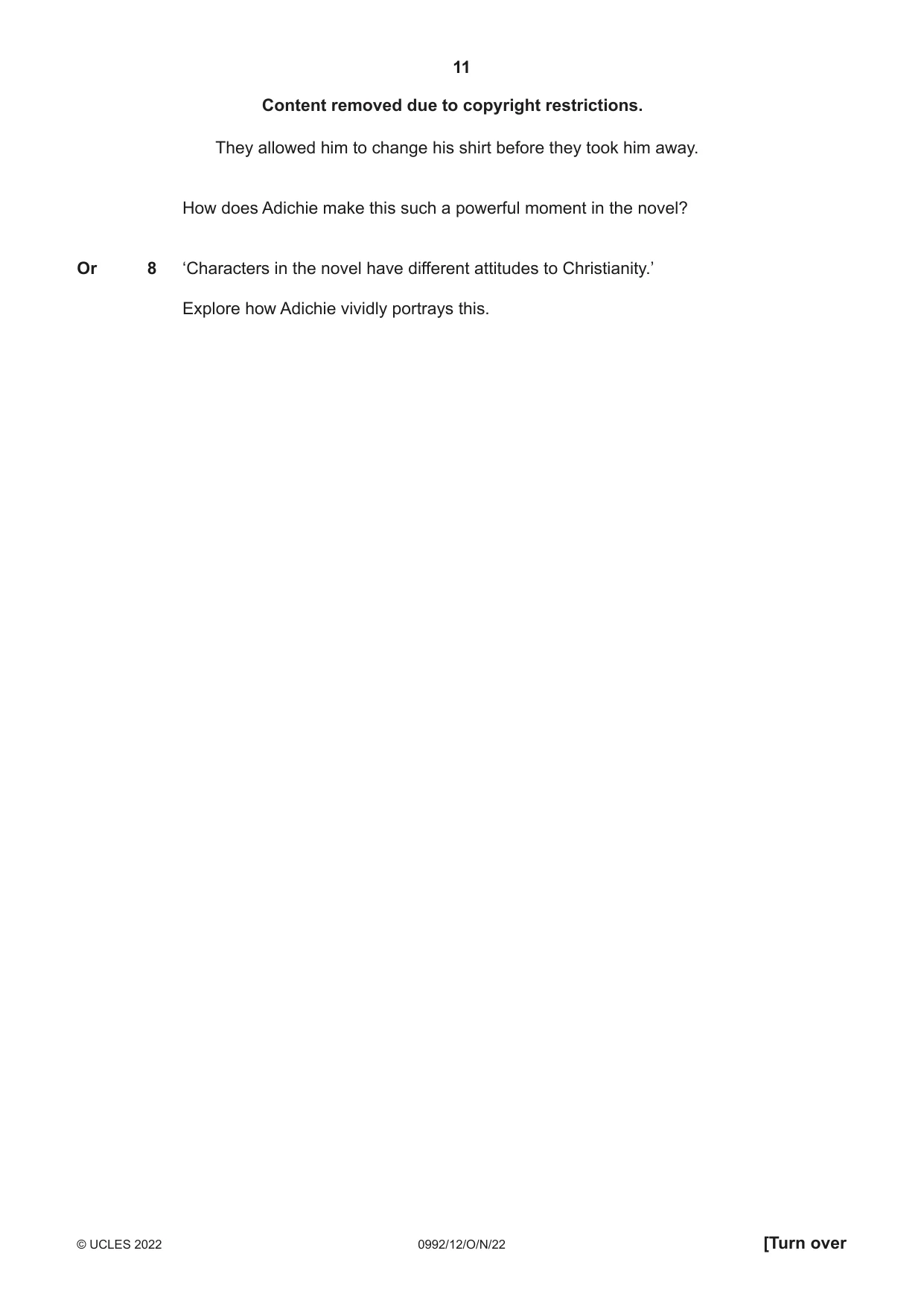 Cambridge IGCSE English - Literature in English (9-1) 0992 2022 Oct/Nov Paper 1 · Variant 2 question paper, page 11 of 28