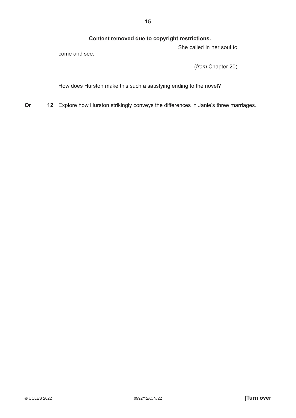 Cambridge IGCSE English - Literature in English (9-1) 0992 2022 Oct/Nov Paper 1 · Variant 2 question paper, page 15 of 28