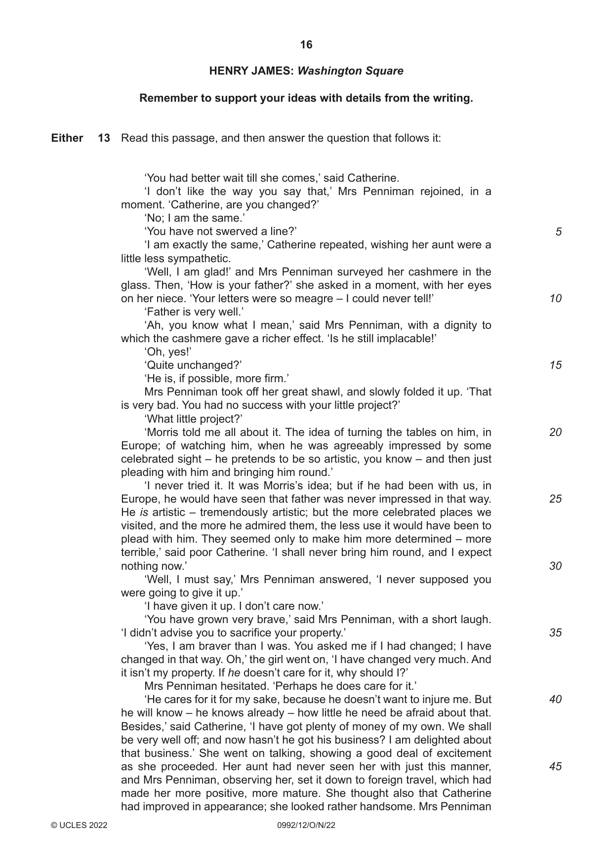 Cambridge IGCSE English - Literature in English (9-1) 0992 2022 Oct/Nov Paper 1 · Variant 2 question paper, page 16 of 28