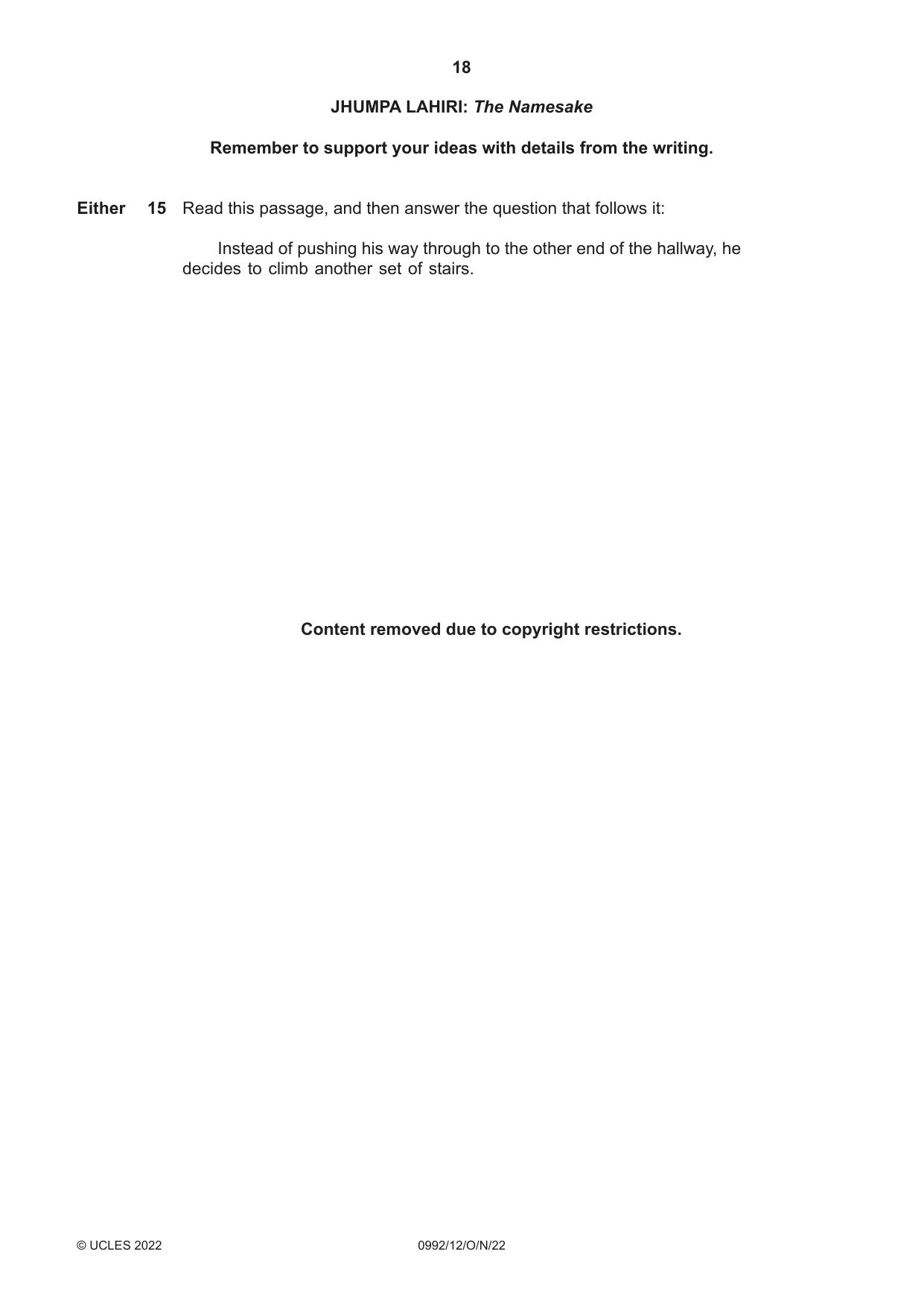 Cambridge IGCSE English - Literature in English (9-1) 0992 2022 Oct/Nov Paper 1 · Variant 2 question paper, page 18 of 28