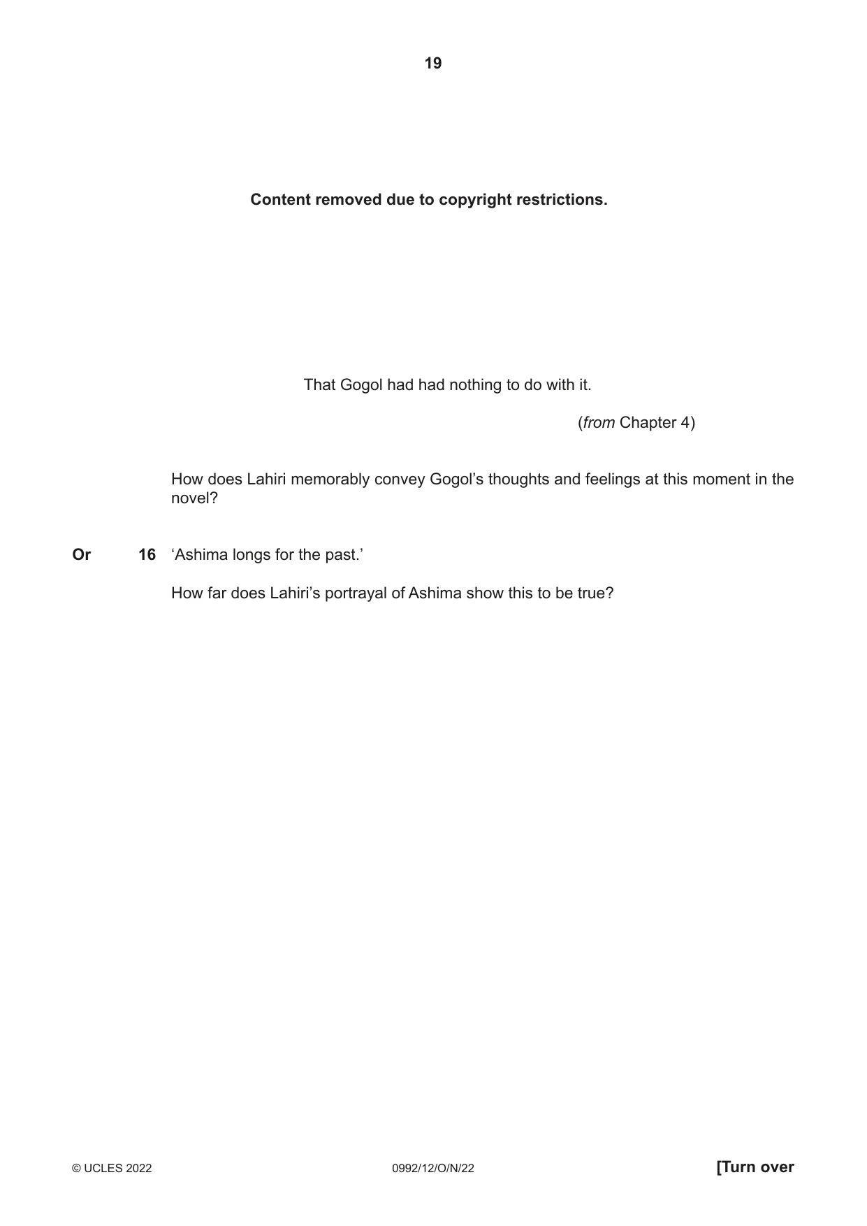 Cambridge IGCSE English - Literature in English (9-1) 0992 2022 Oct/Nov Paper 1 · Variant 2 question paper, page 19 of 28