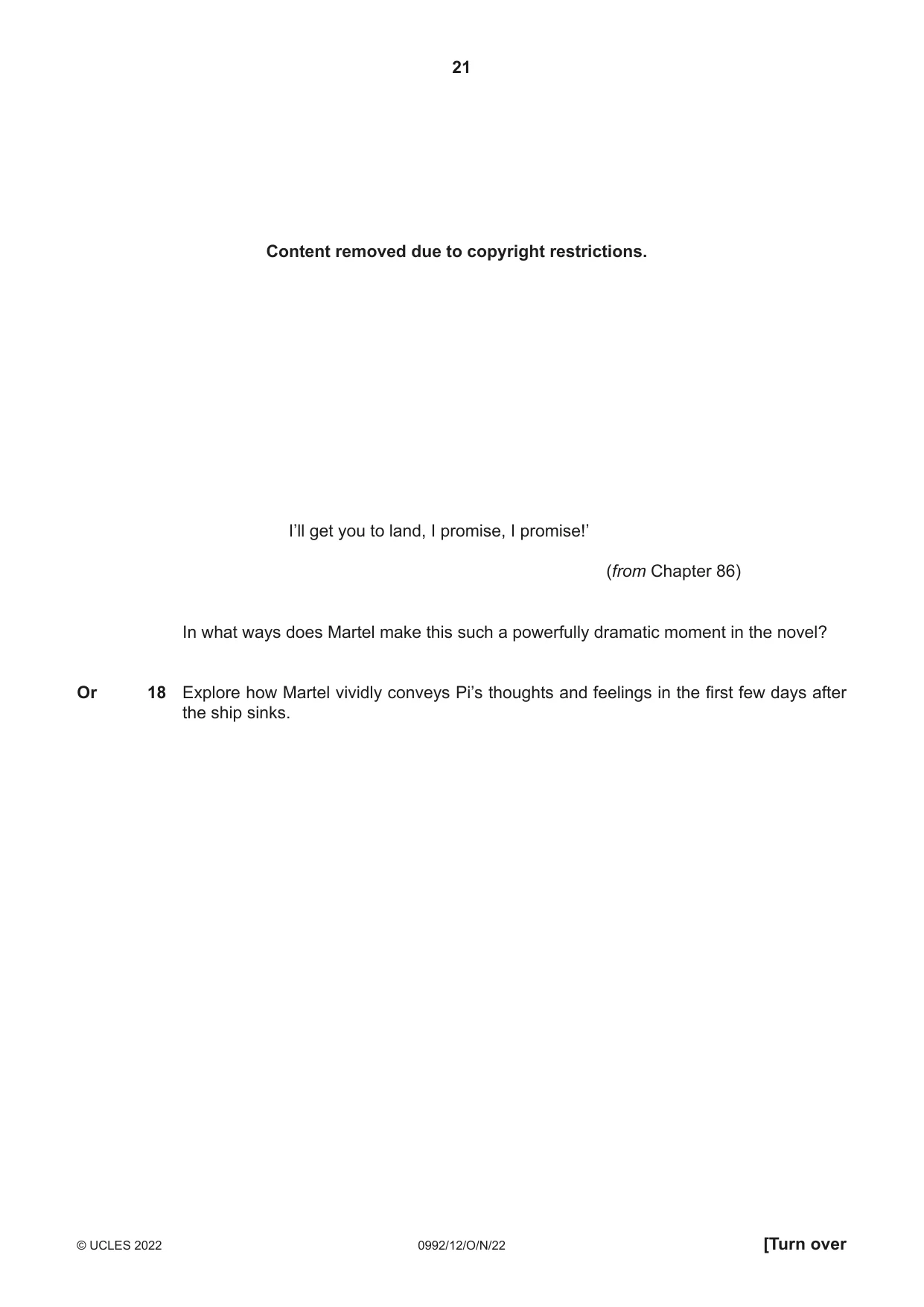 Cambridge IGCSE English - Literature in English (9-1) 0992 2022 Oct/Nov Paper 1 · Variant 2 question paper, page 21 of 28