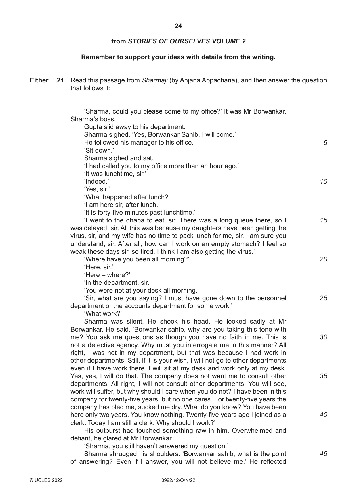 Cambridge IGCSE English - Literature in English (9-1) 0992 2022 Oct/Nov Paper 1 · Variant 2 question paper, page 24 of 28