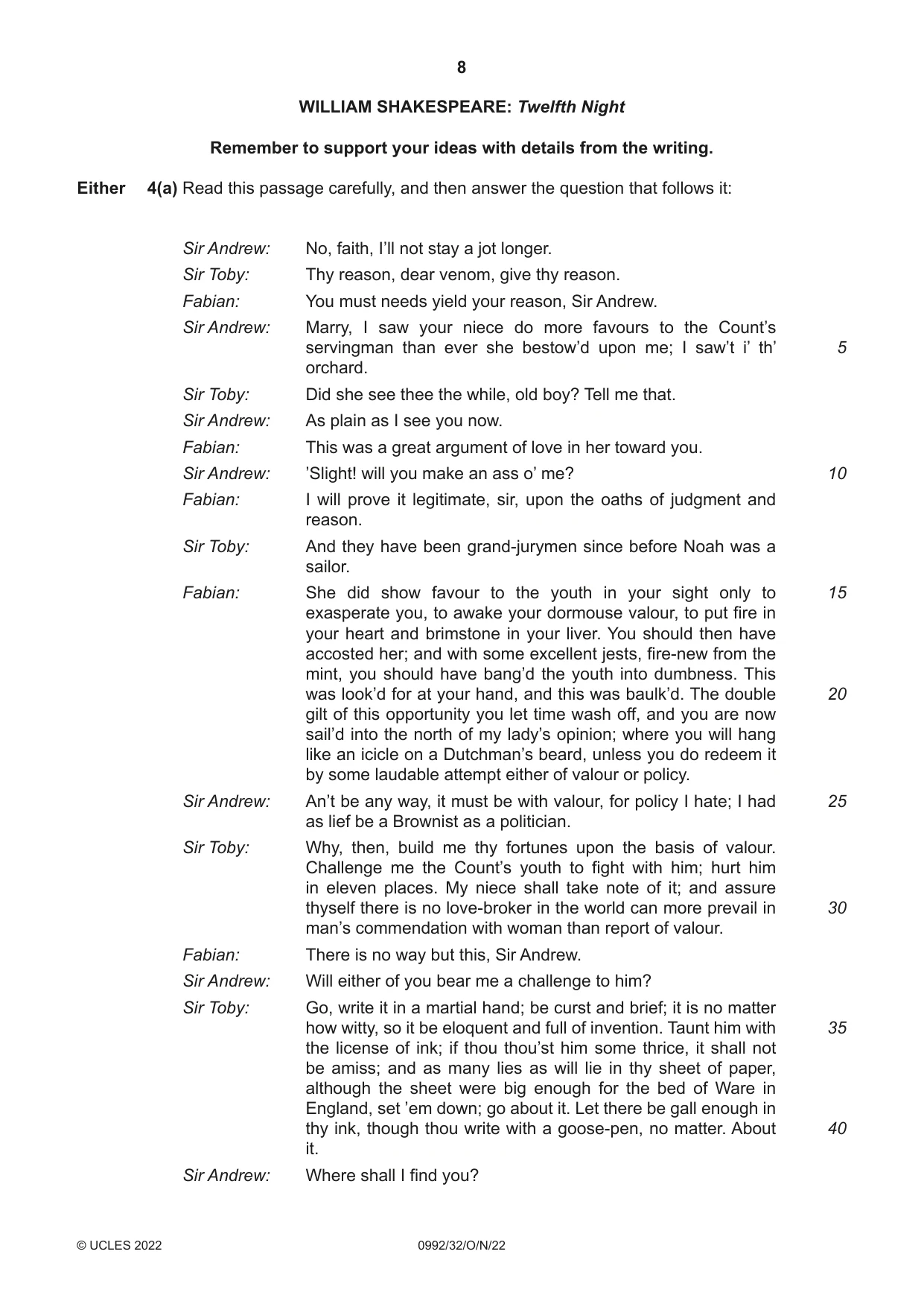 Cambridge IGCSE English - Literature in English (9-1) 0992 2022 Oct/Nov Paper 3 · Variant 2 question paper, page 8 of 12