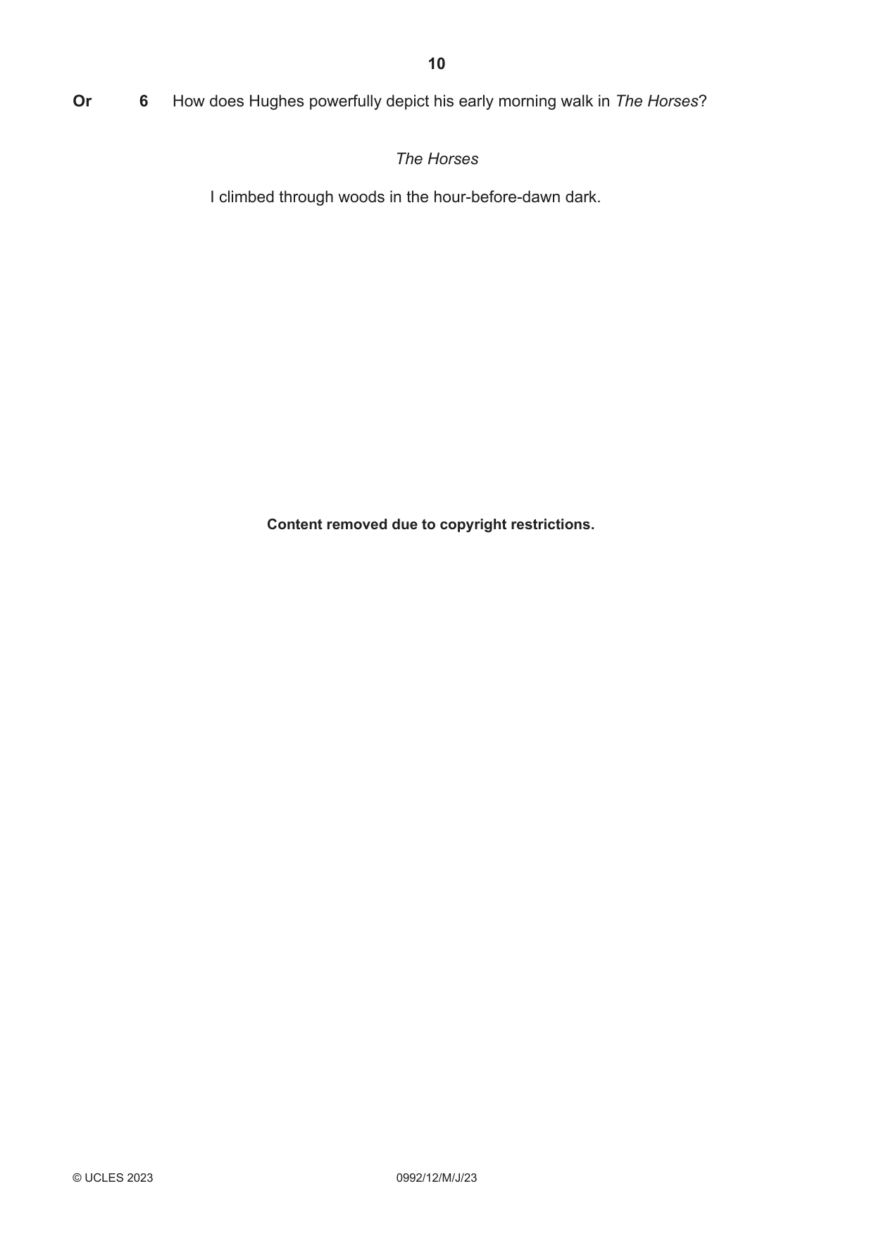 Cambridge IGCSE English - Literature in English (9-1) 0992 2023 May/June Paper 1 · Variant 2 question paper, page 10 of 28