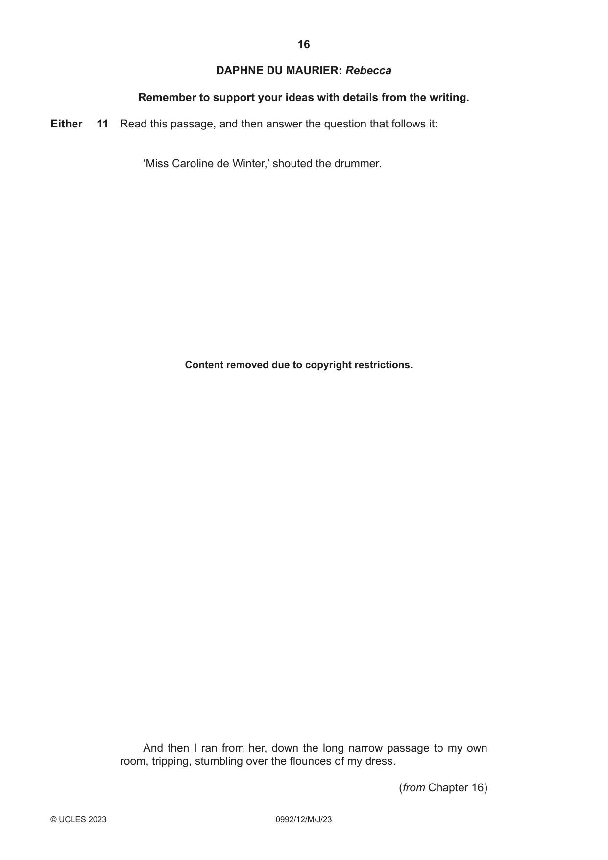 Cambridge IGCSE English - Literature in English (9-1) 0992 2023 May/June Paper 1 · Variant 2 question paper, page 16 of 28