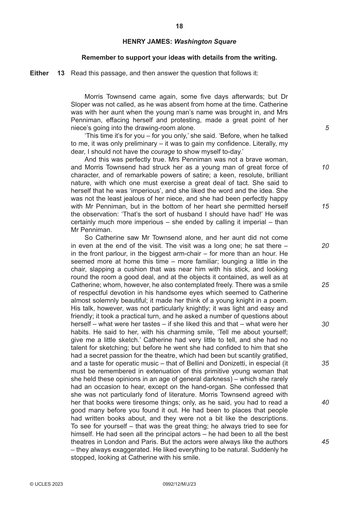 Cambridge IGCSE English - Literature in English (9-1) 0992 2023 May/June Paper 1 · Variant 2 question paper, page 18 of 28