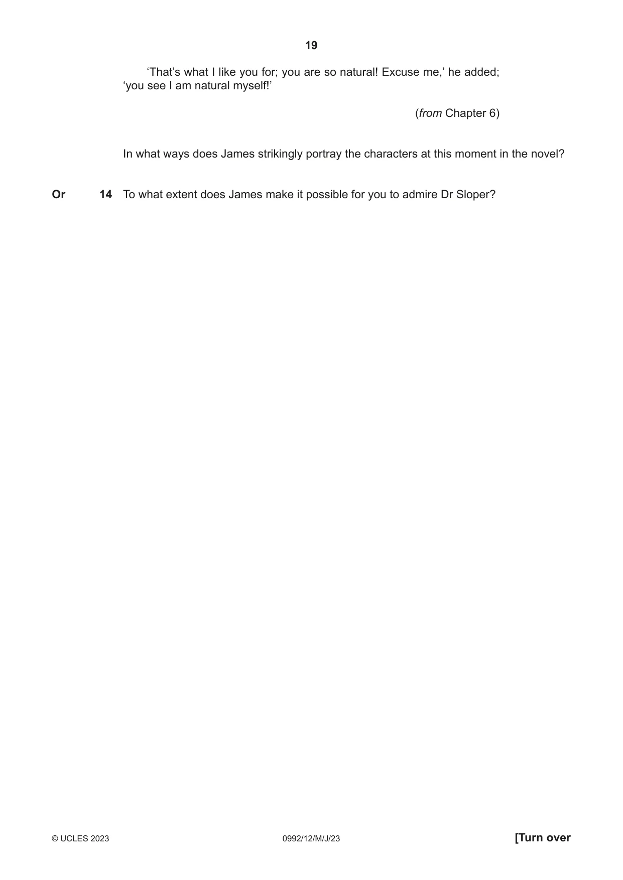 Cambridge IGCSE English - Literature in English (9-1) 0992 2023 May/June Paper 1 · Variant 2 question paper, page 19 of 28