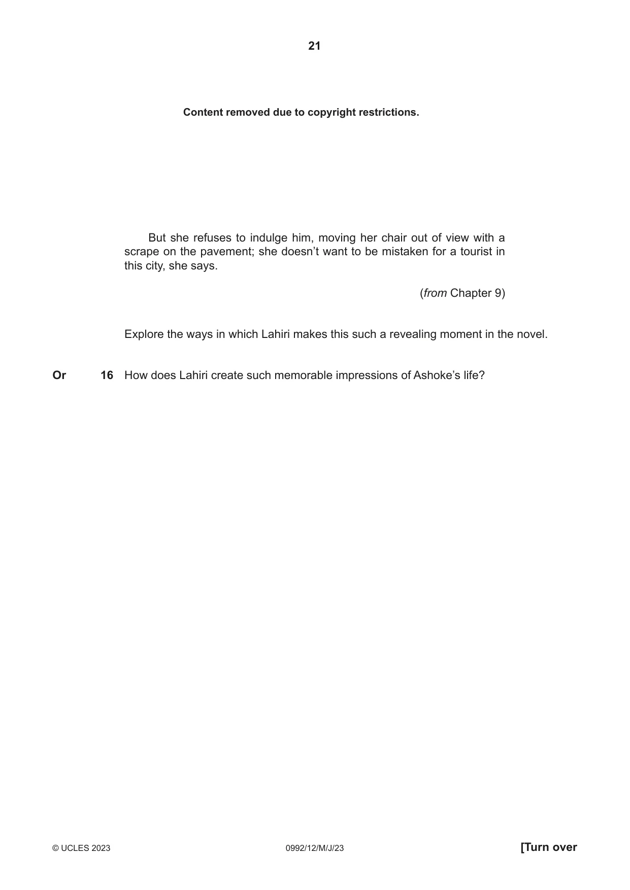 Cambridge IGCSE English - Literature in English (9-1) 0992 2023 May/June Paper 1 · Variant 2 question paper, page 21 of 28