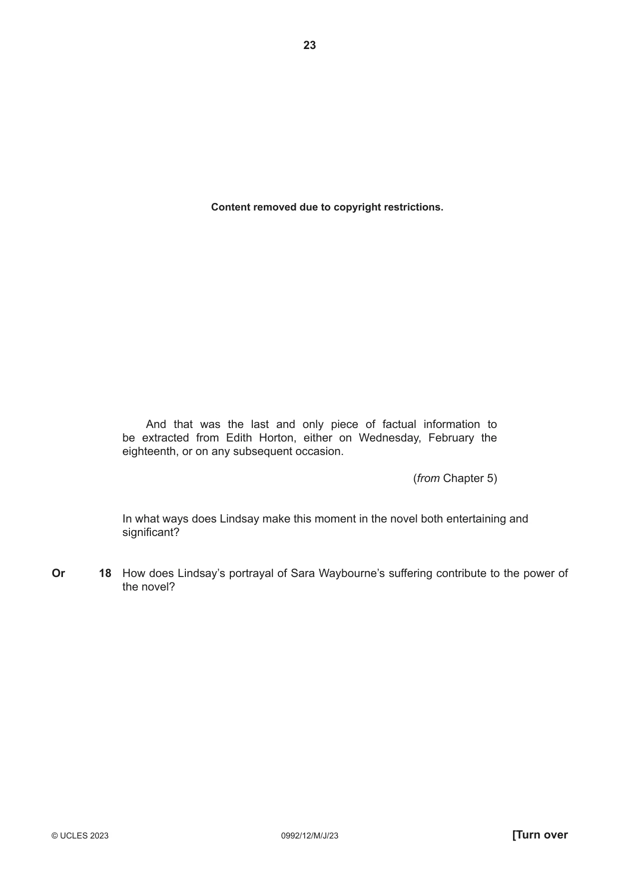 Cambridge IGCSE English - Literature in English (9-1) 0992 2023 May/June Paper 1 · Variant 2 question paper, page 23 of 28