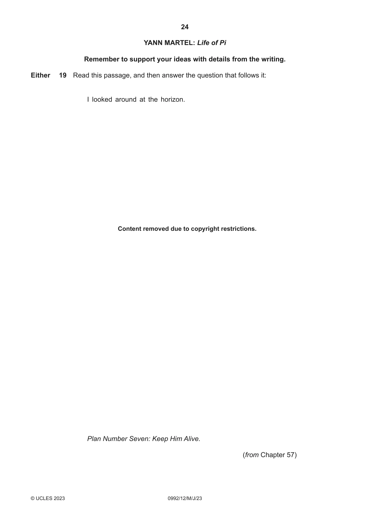 Cambridge IGCSE English - Literature in English (9-1) 0992 2023 May/June Paper 1 · Variant 2 question paper, page 24 of 28