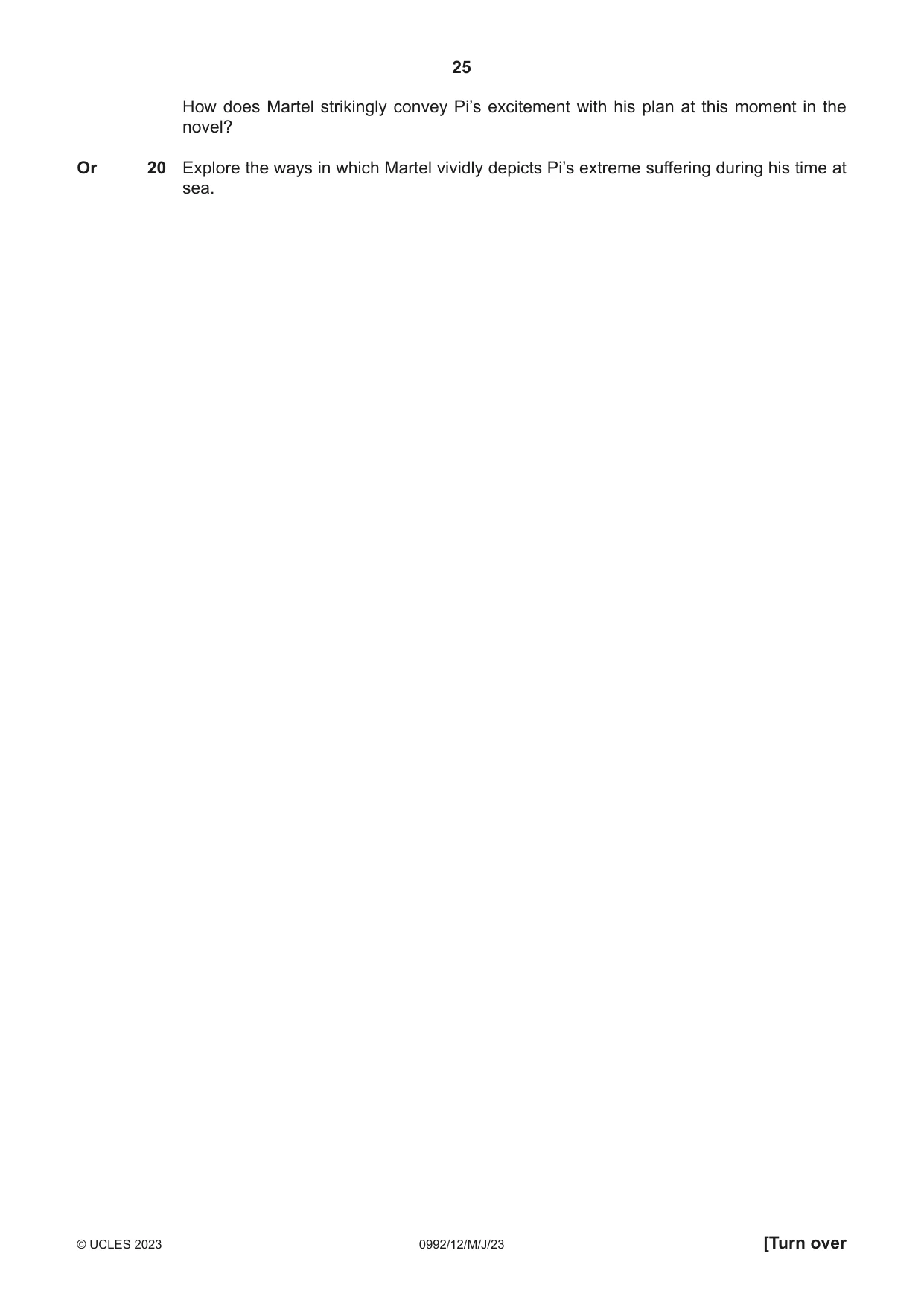 Cambridge IGCSE English - Literature in English (9-1) 0992 2023 May/June Paper 1 · Variant 2 question paper, page 25 of 28