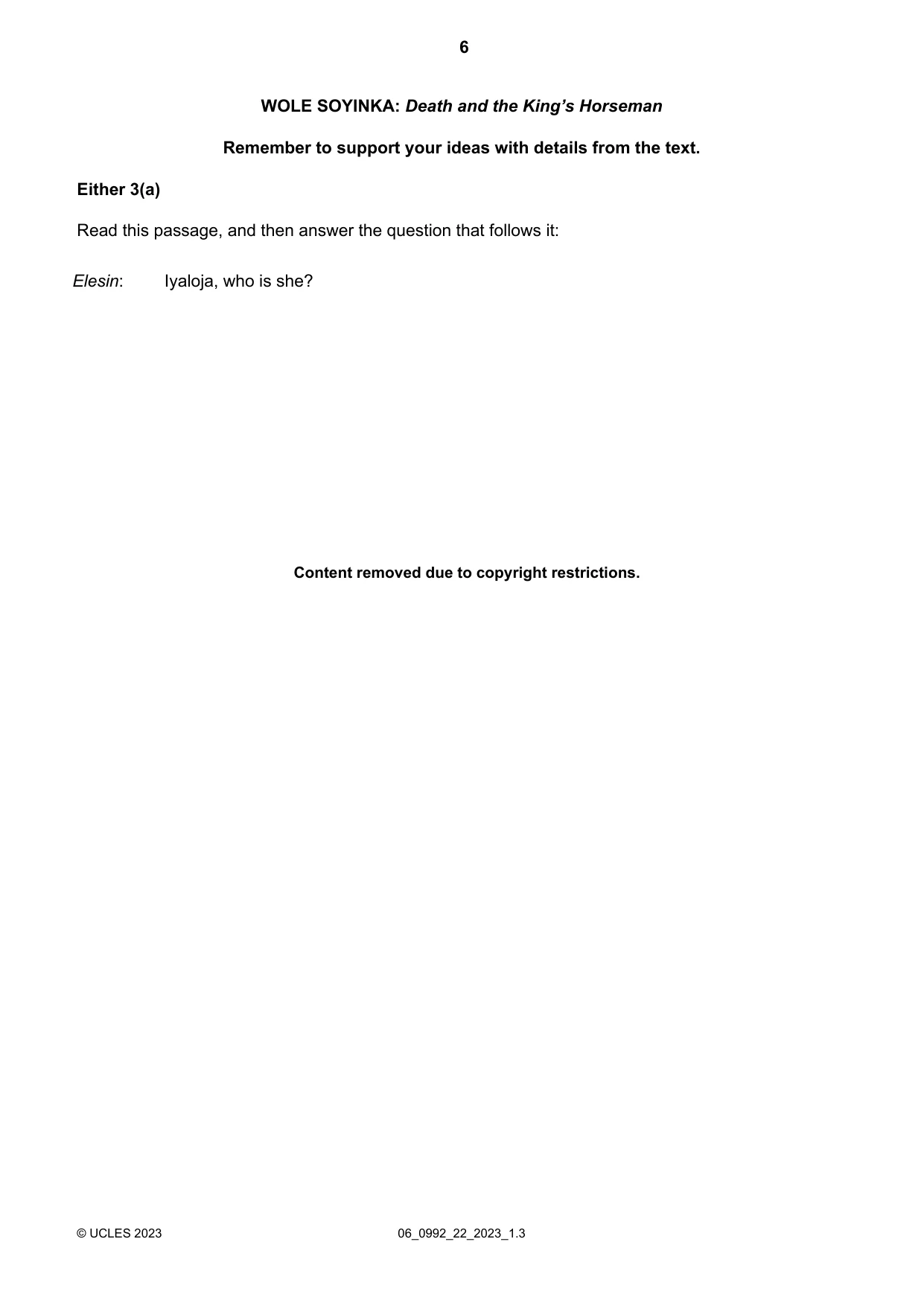 Cambridge IGCSE English - Literature in English (9-1) 0992 2023 May/June Paper 2 · Variant 2 question paper, page 6 of 12
