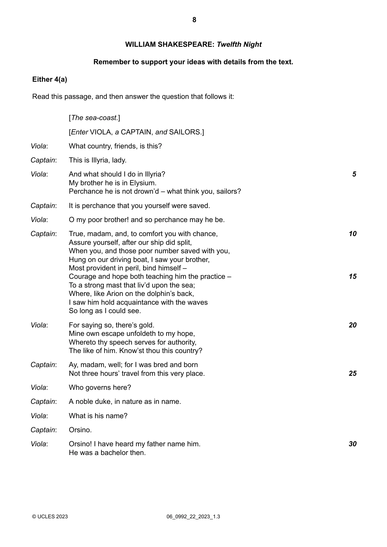 Cambridge IGCSE English - Literature in English (9-1) 0992 2023 May/June Paper 2 · Variant 2 question paper, page 8 of 12