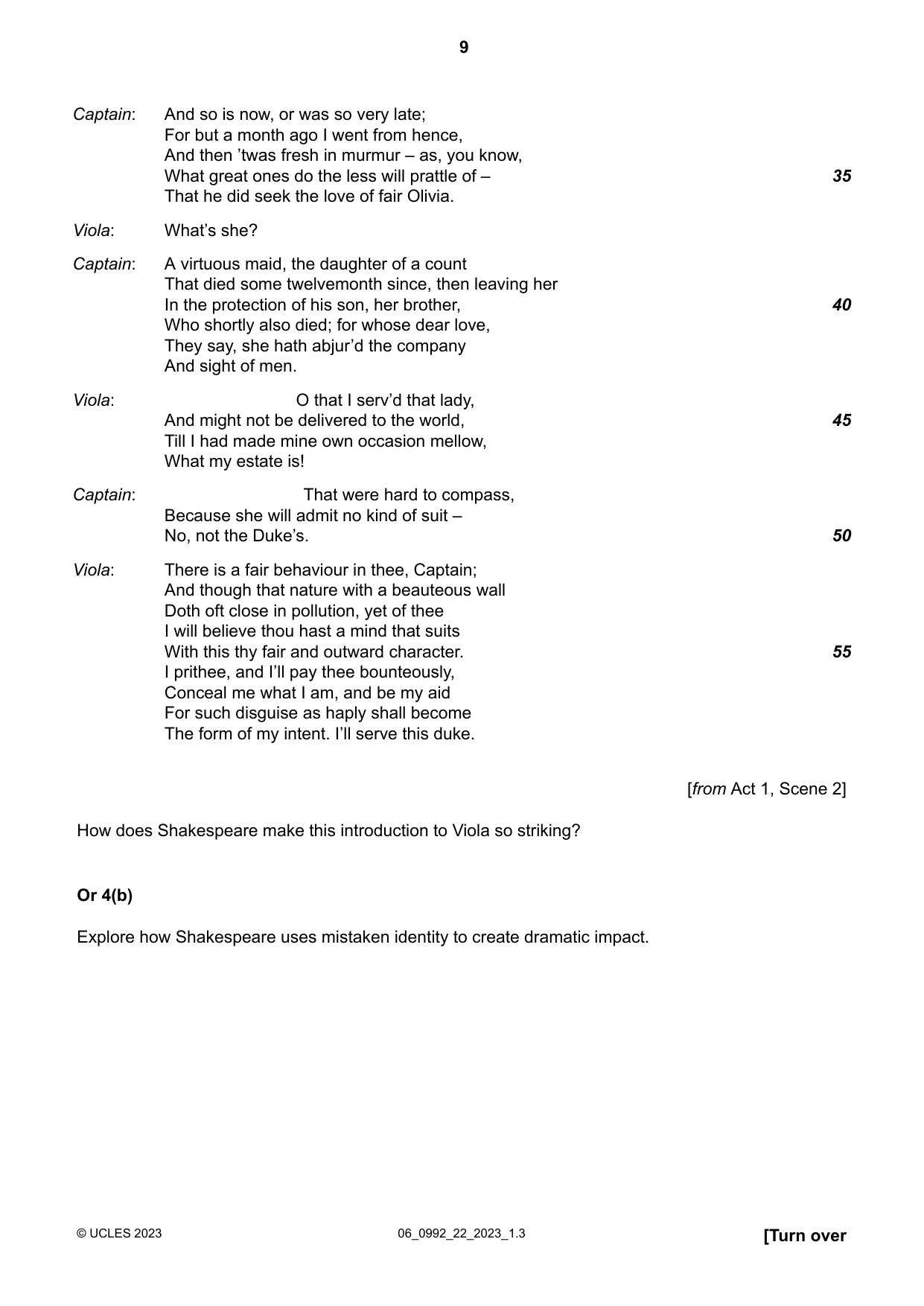 Cambridge IGCSE English - Literature in English (9-1) 0992 2023 May/June Paper 2 · Variant 2 question paper, page 9 of 12