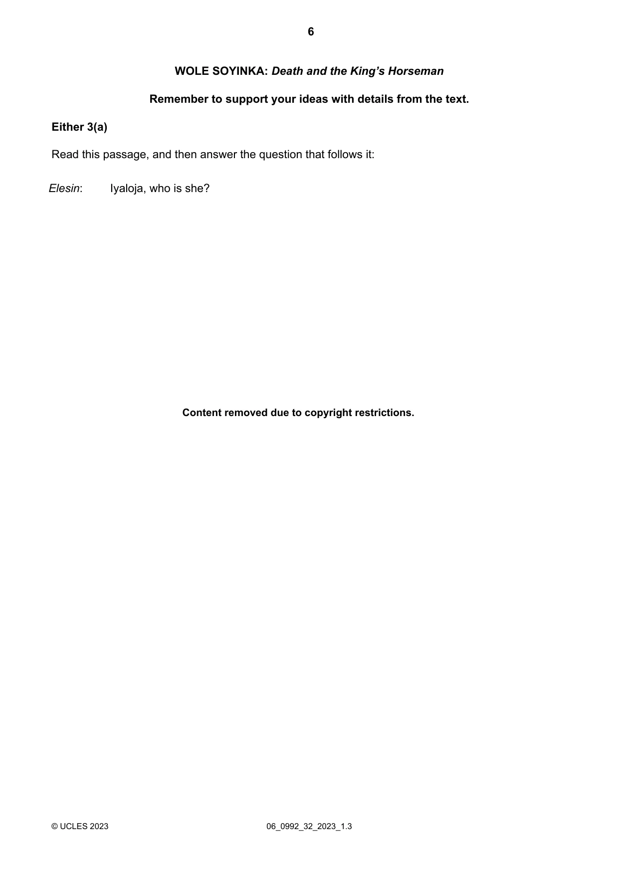 Cambridge IGCSE English - Literature in English (9-1) 0992 2023 May/June Paper 3 · Variant 2 question paper, page 6 of 12