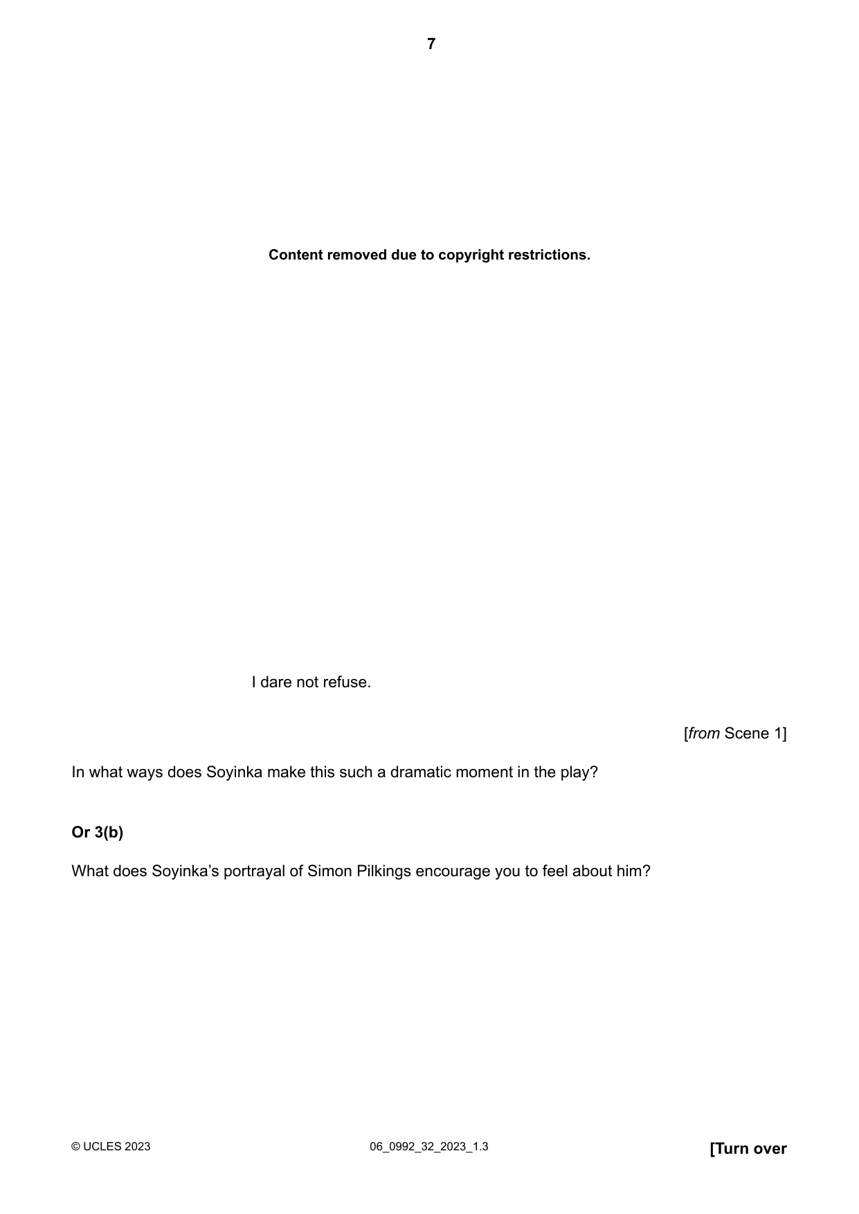 Cambridge IGCSE English - Literature in English (9-1) 0992 2023 May/June Paper 3 · Variant 2 question paper, page 7 of 12