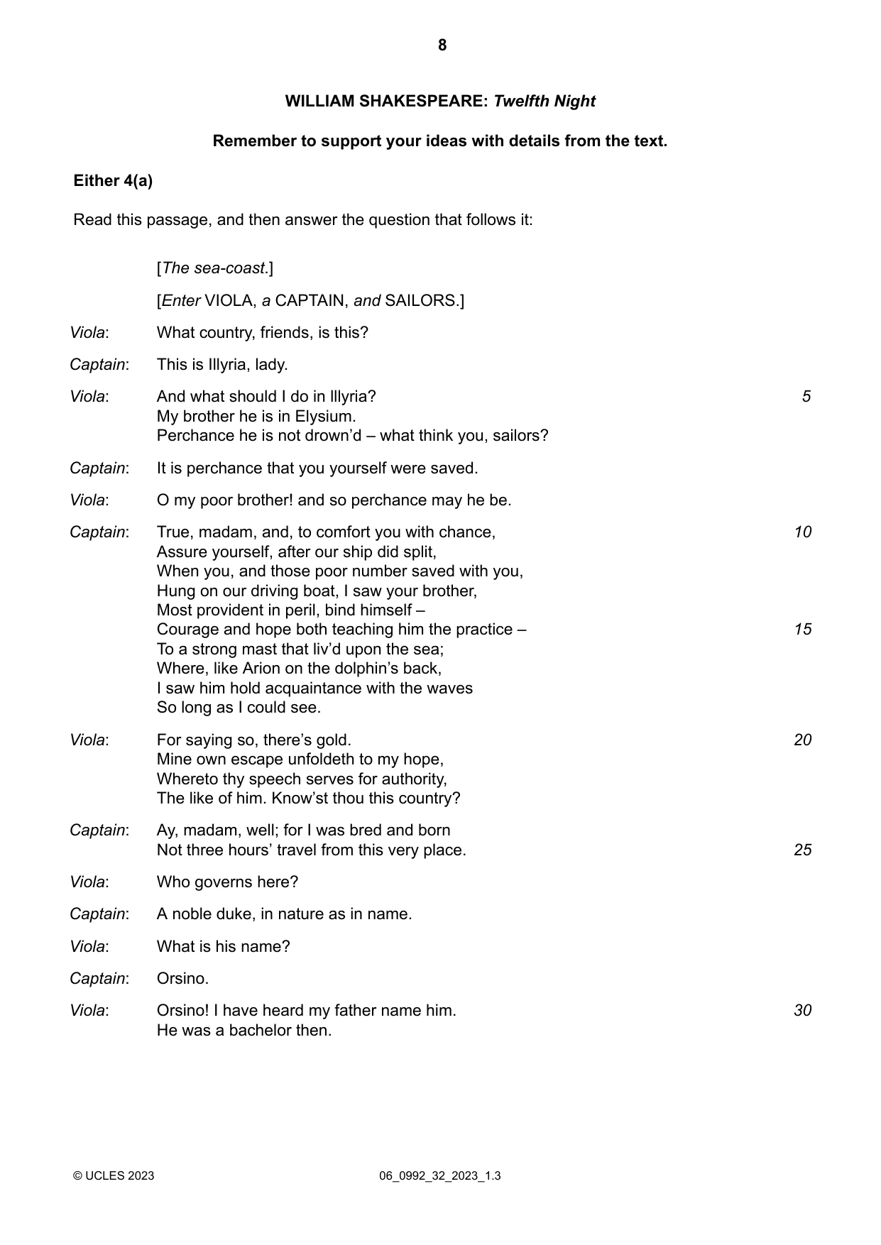 Cambridge IGCSE English - Literature in English (9-1) 0992 2023 May/June Paper 3 · Variant 2 question paper, page 8 of 12