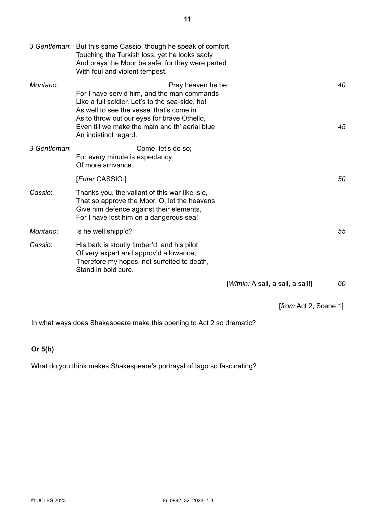 Cambridge IGCSE English - Literature in English (9-1) 0992 2023 May/June Paper 3 · Variant 2 question paper, page 11 of 12