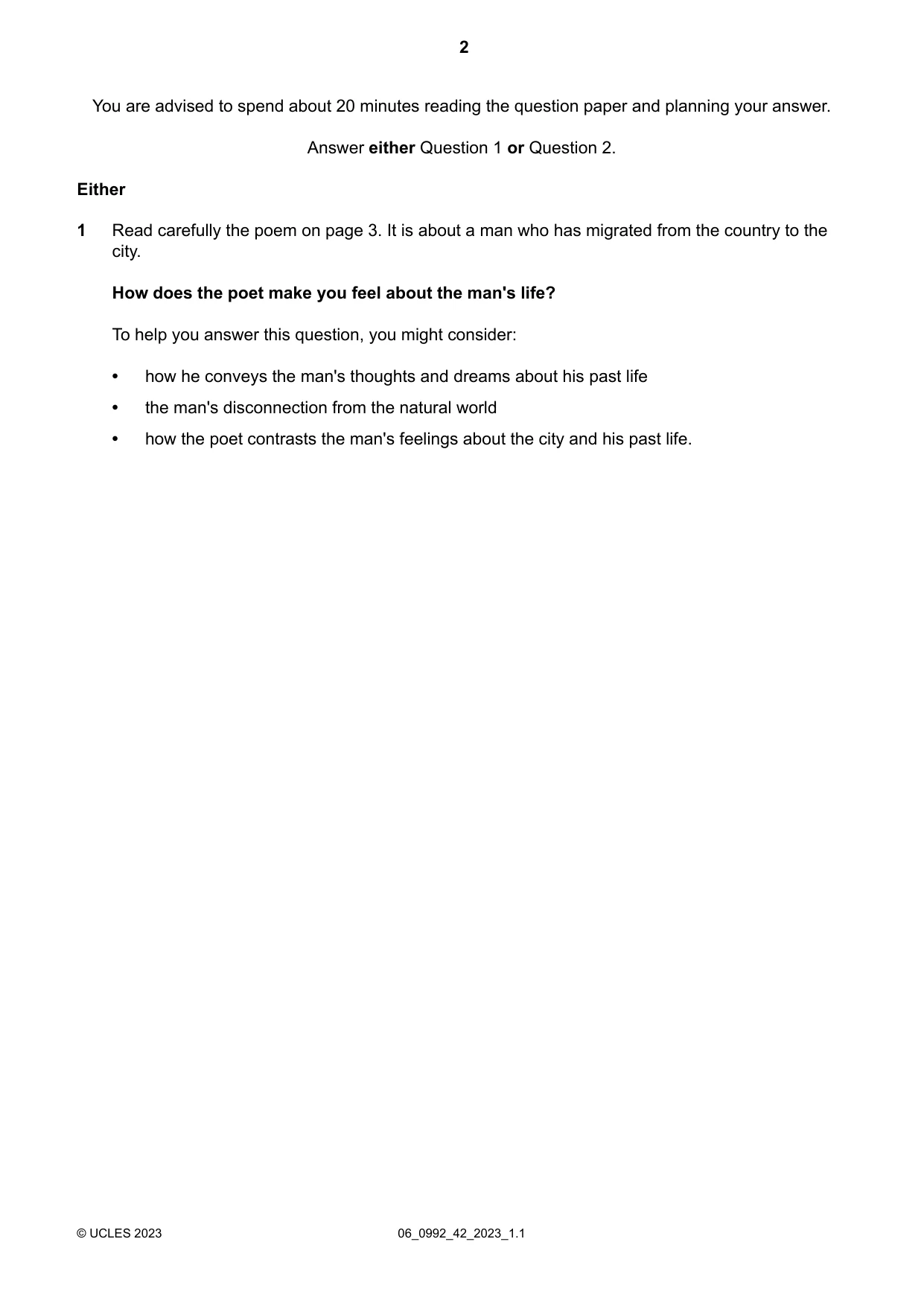 Cambridge IGCSE English - Literature in English (9-1) 0992 2023 May/June Paper 4 · Variant 2 question paper, page 2 of 8
