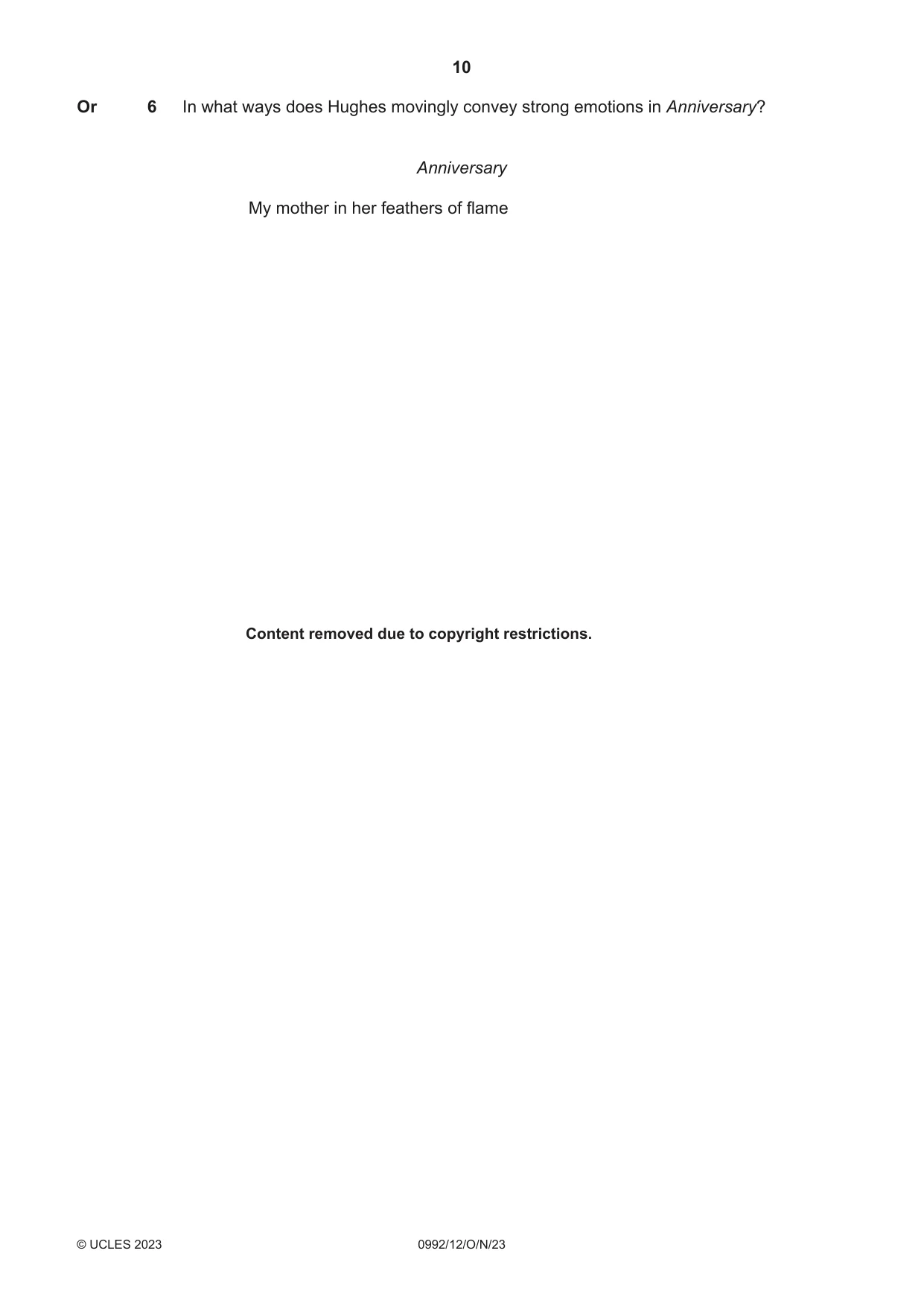 Cambridge IGCSE English - Literature in English (9-1) 0992 2023 Oct/Nov Paper 1 · Variant 2 question paper, page 10 of 28
