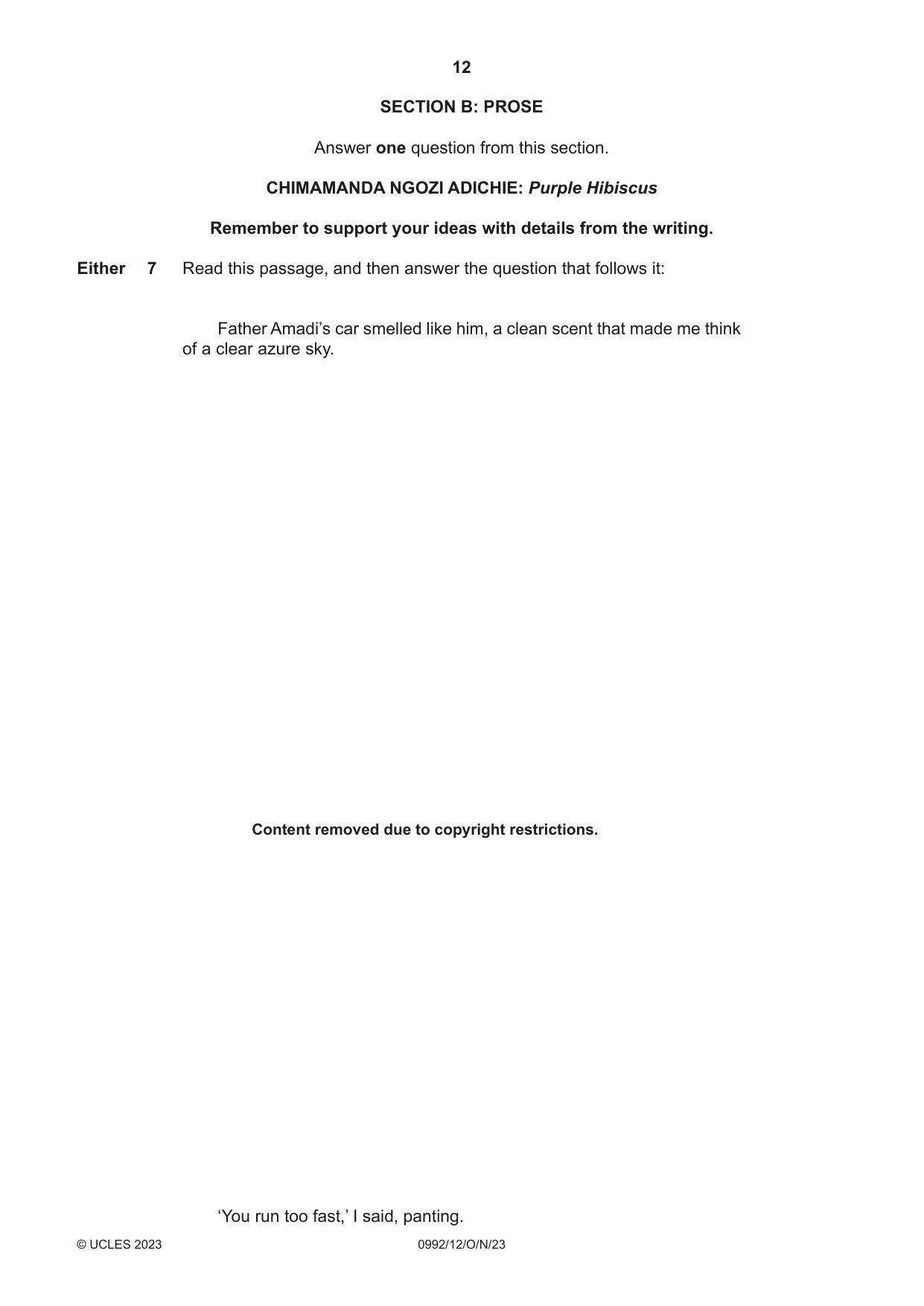 Cambridge IGCSE English - Literature in English (9-1) 0992 2023 Oct/Nov Paper 1 · Variant 2 question paper, page 12 of 28
