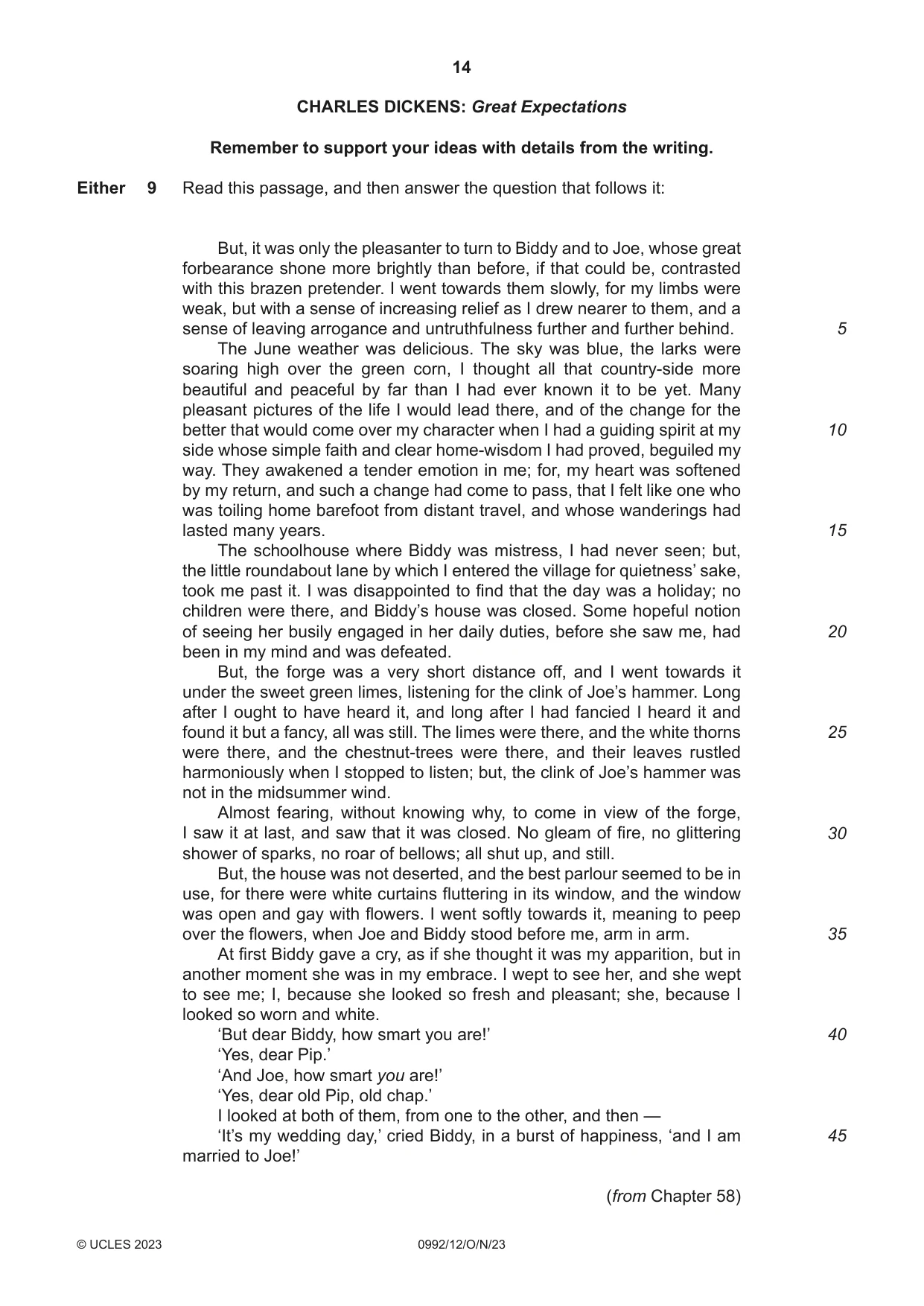 Cambridge IGCSE English - Literature in English (9-1) 0992 2023 Oct/Nov Paper 1 · Variant 2 question paper, page 14 of 28