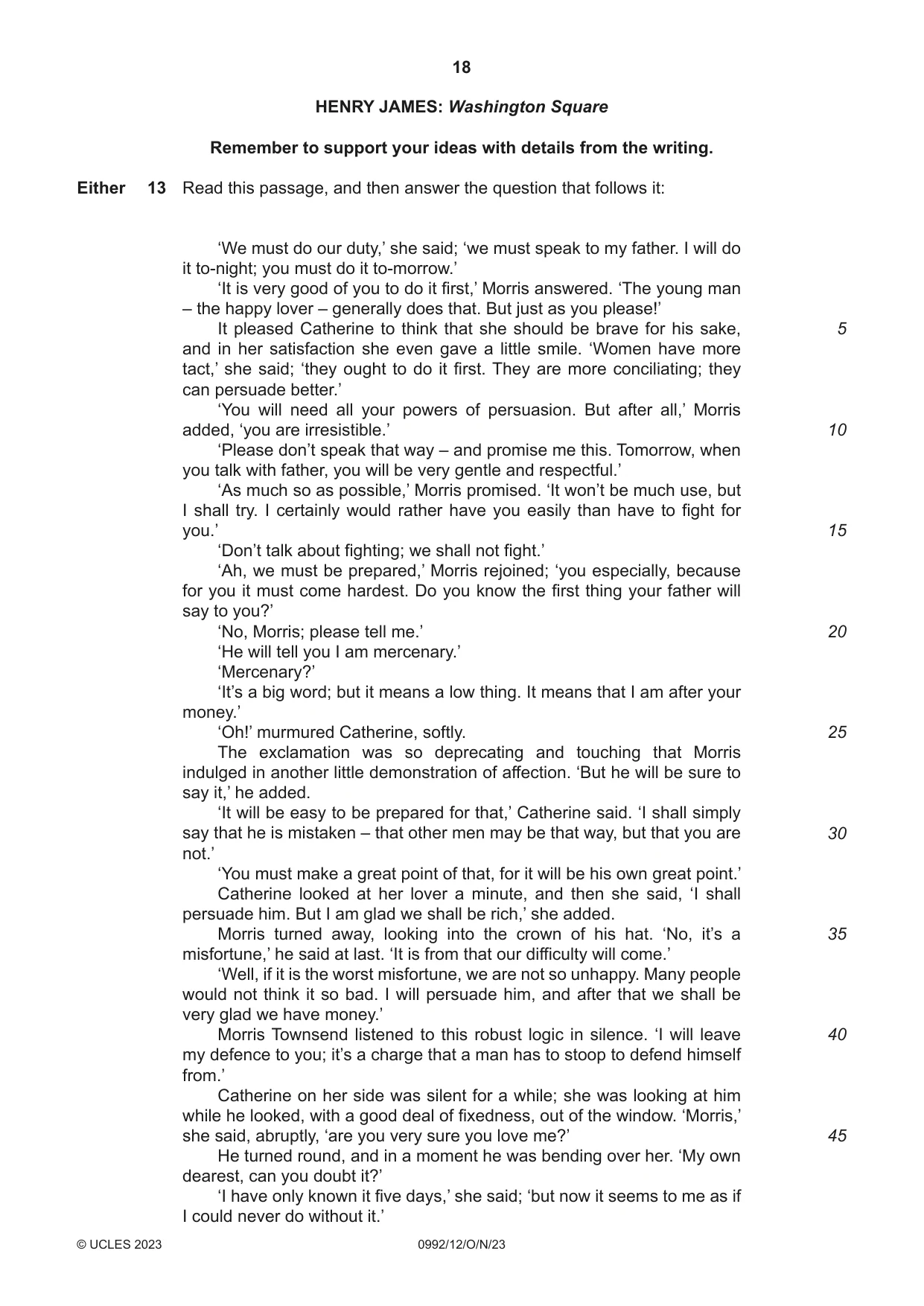 Cambridge IGCSE English - Literature in English (9-1) 0992 2023 Oct/Nov Paper 1 · Variant 2 question paper, page 18 of 28